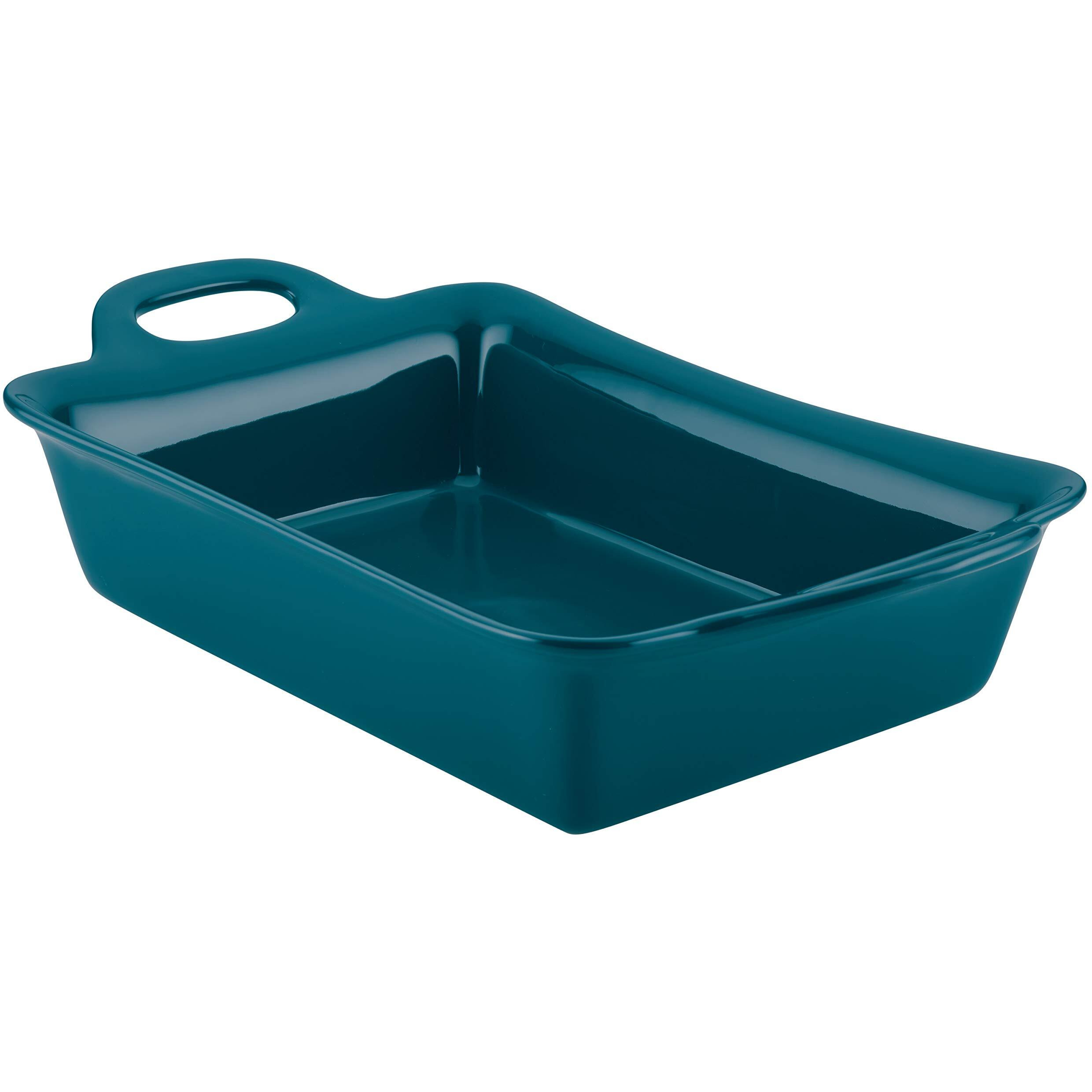 Rachael Ray Solid Glaze Ceramics Bakeware / Lasagna Pan / Baker, Rectangle - 9 Inch X 13 Inch, Teal