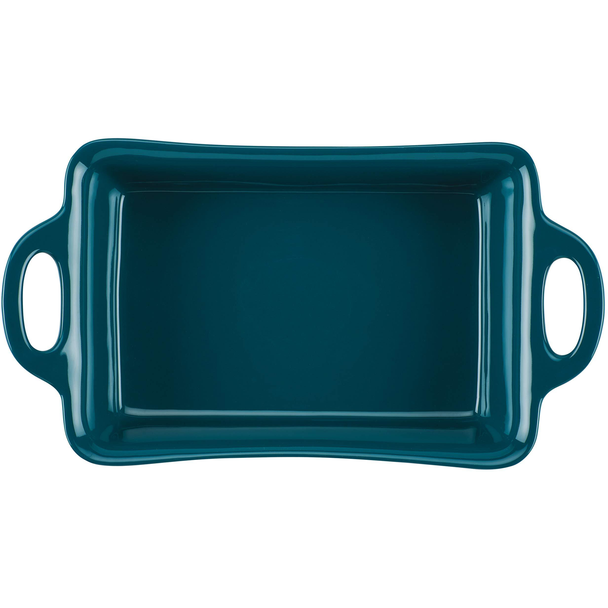 Rachael Ray Solid Glaze Ceramics Bakeware / Lasagna Pan / Baker, Rectangle - 9 Inch X 13 Inch, Teal