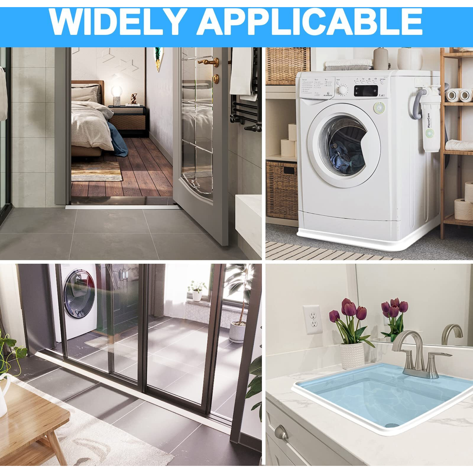 Duzzy 67 Inch Collapsible Shower Water Dam, Shower Threshold Water Stopper Barrier And Retention System And Keeps Water Inside Threshold Dry And Wet Separation, Suitable For Bathroom & Kitchen