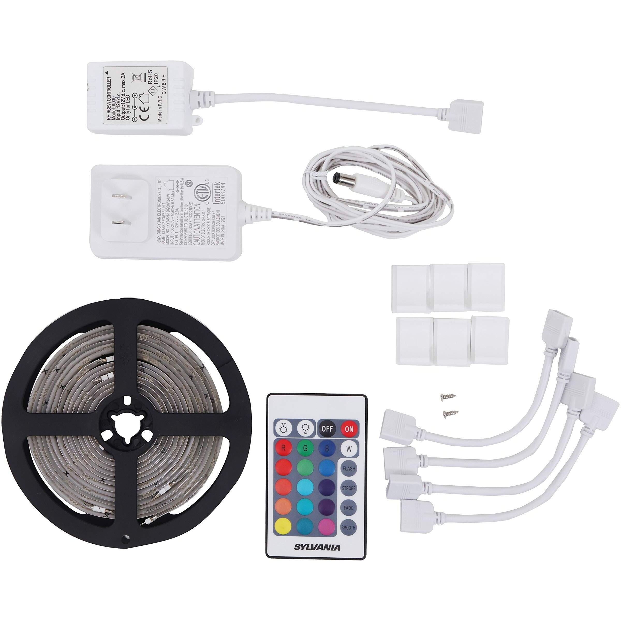 Sylvania Led Remote Control Mosaic Flexible Light Strip Starter Kit, 16 Color Options, Dimmable, 10 Feet - 1 Pack (65482)