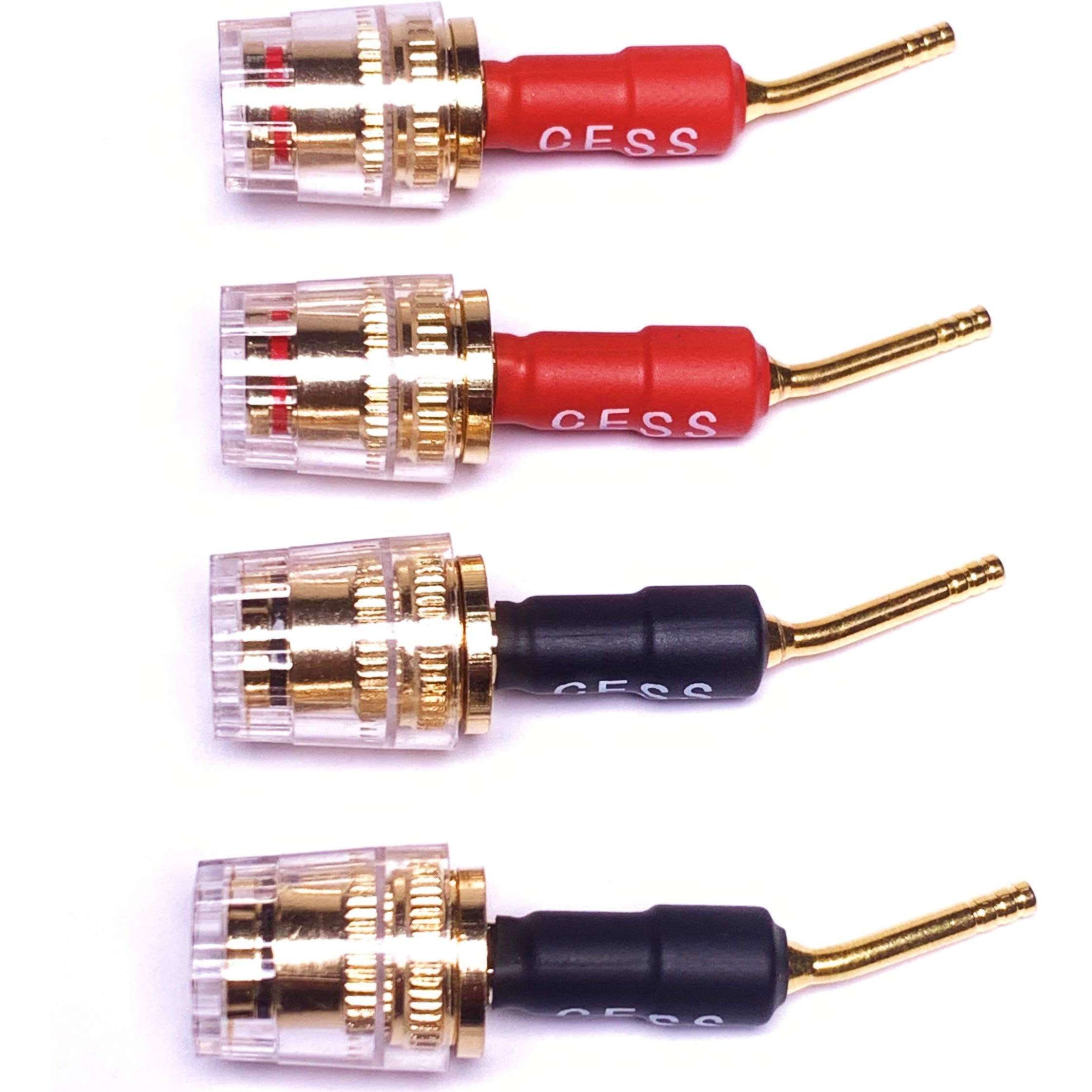 Cncess Cess-162 Pin Banana Plug To 4Mm Female Banana Jack/Speaker Wire, 4 Pack (Screw-Type To 4Mm)