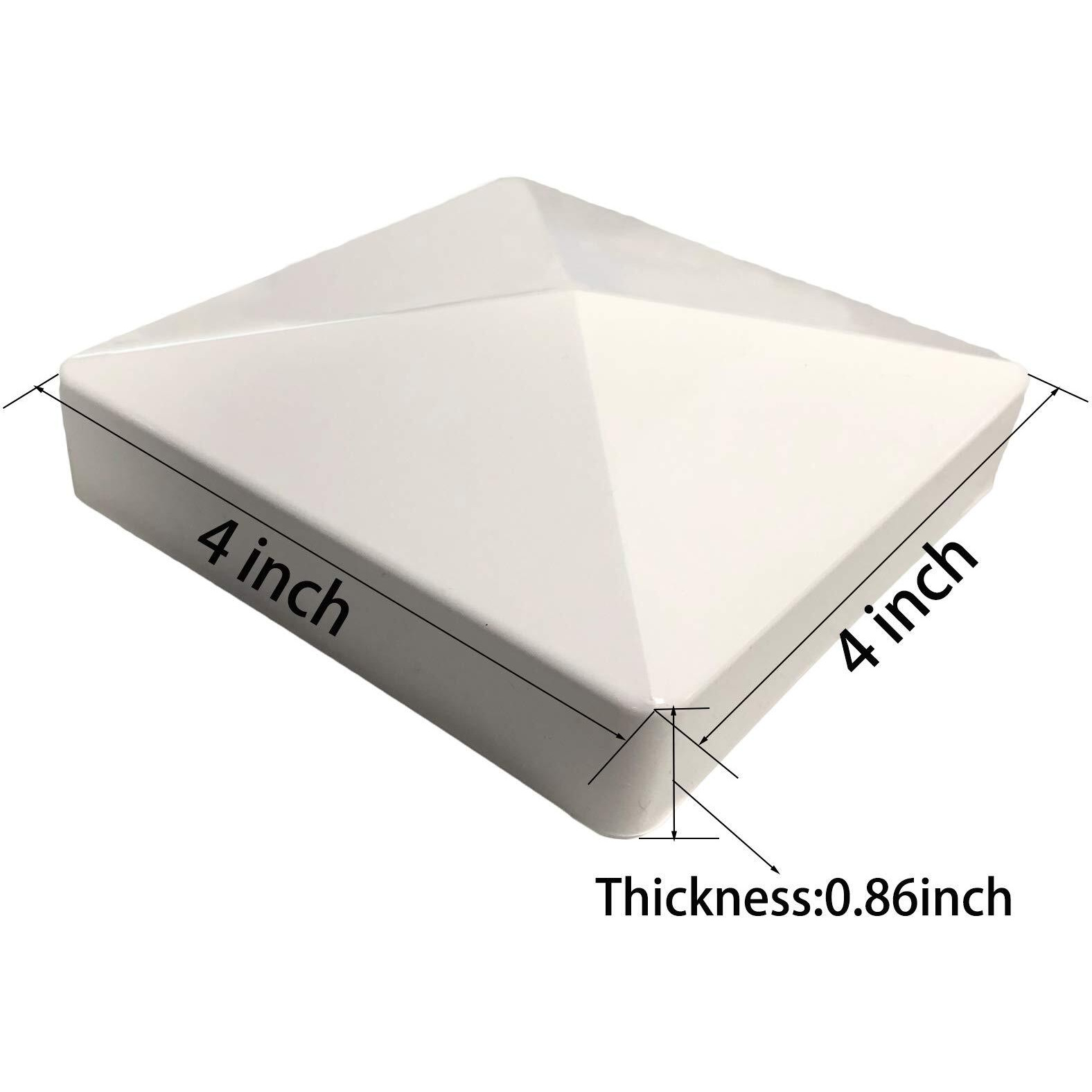 2 Packs 4Inch Vinyl Pyramid Style Fence Post Cap/Vinyl Post Caps For 4" X 4" Vinyl Fence Post - White Pvc/Vinyl Fence Post Cap 2Pcs (4Inch)