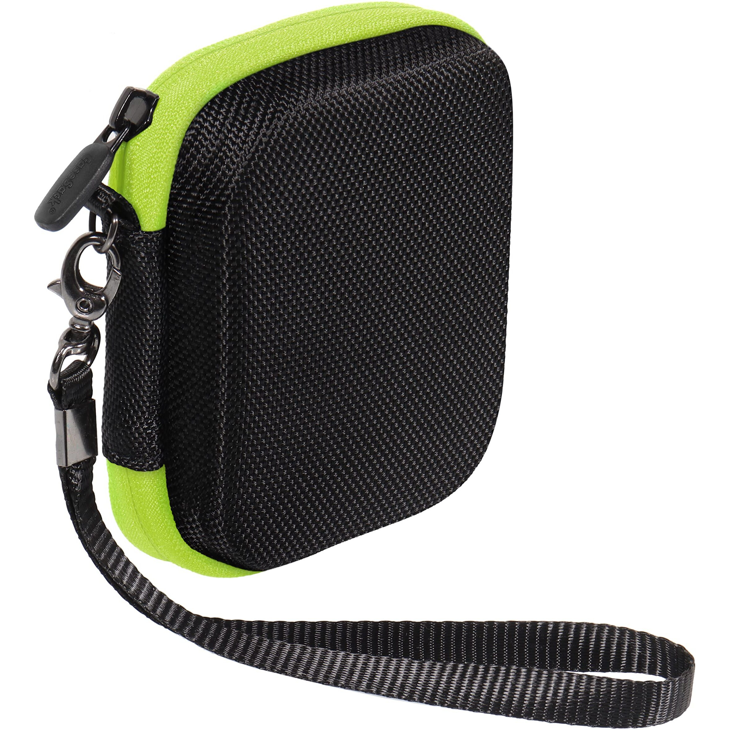 Casesack Case For Zoleo Satellite Communicator, Black With Green Zip To Match Zoleo, Mesh Accessory Pocket (Black With Green Zip)