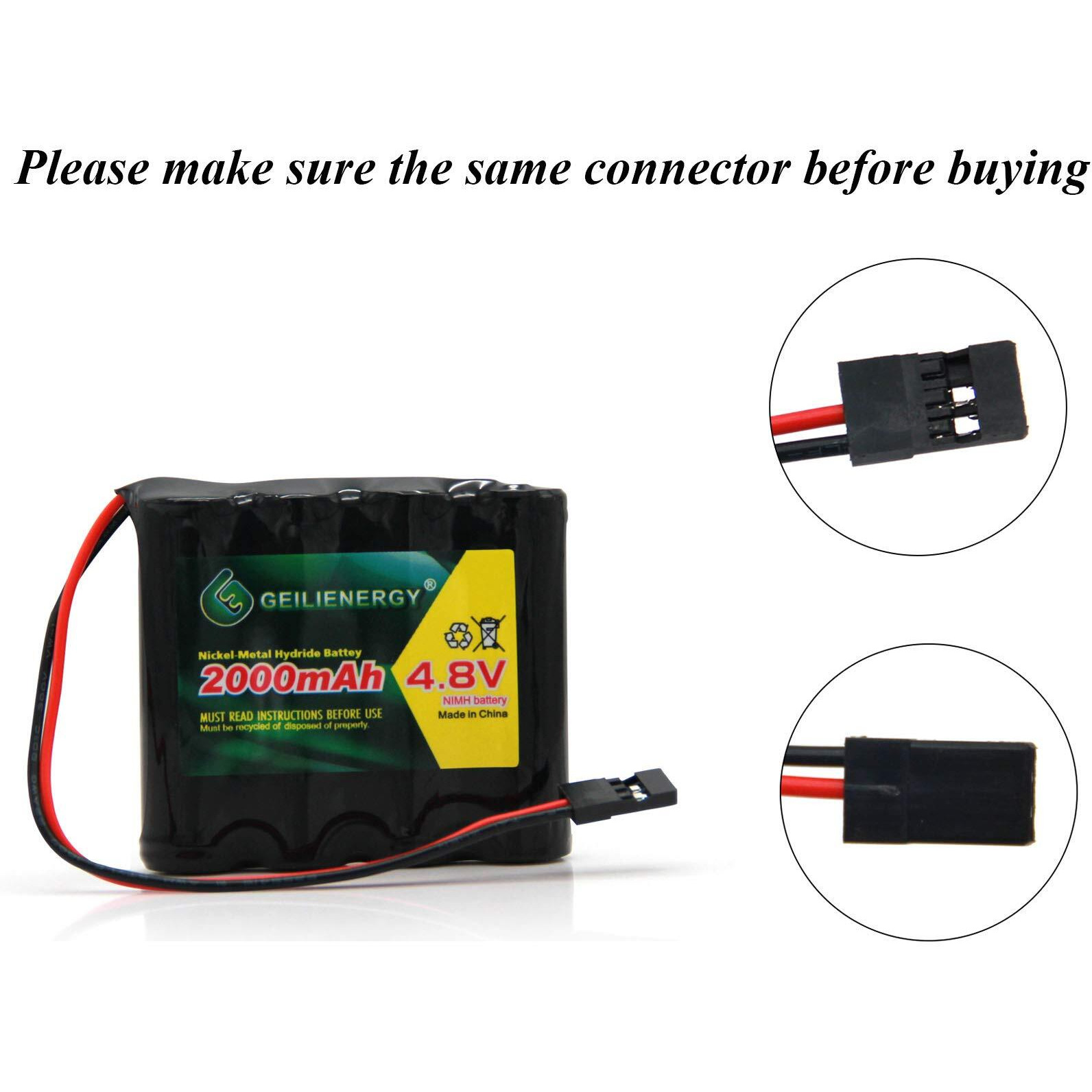 Qblpower 4.8V 2000Mah Nimh Rx Receiver Battery Pack Rc Futaba Hitec Jr For Rc Cars And Airplanes(2 Pack)