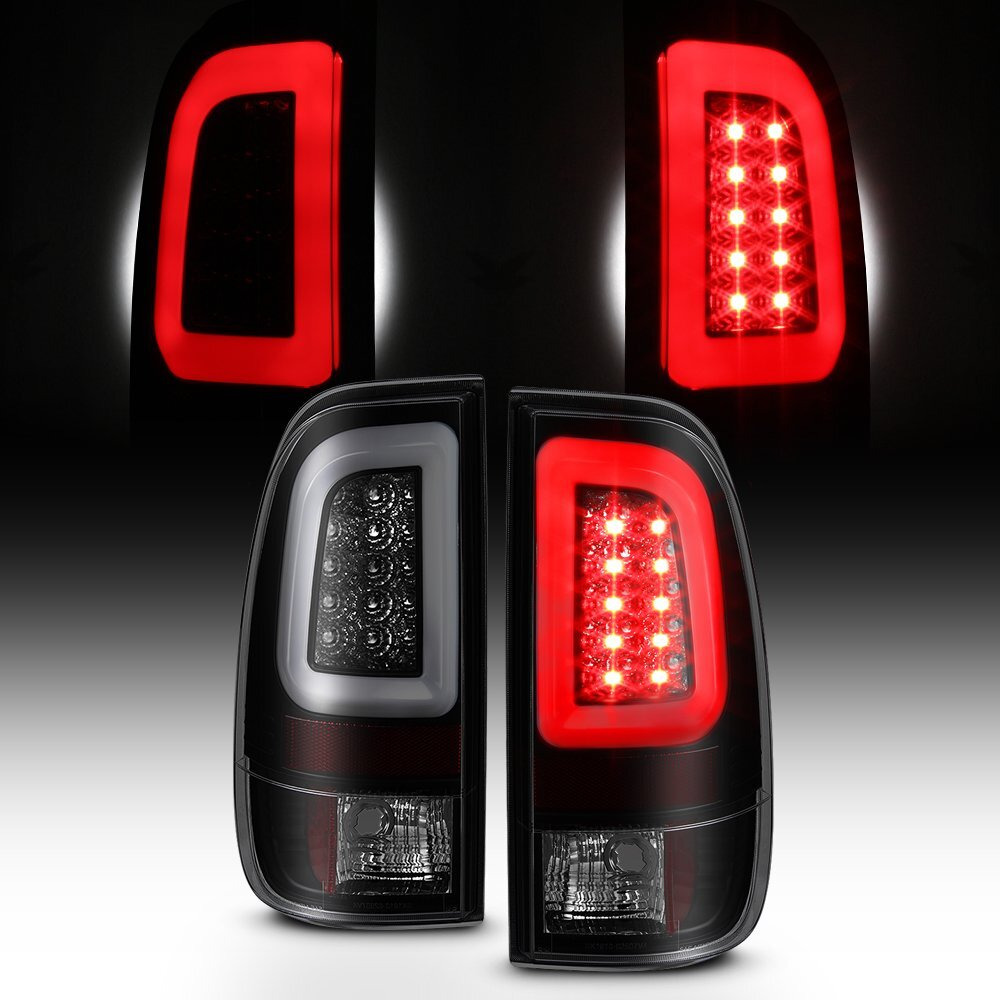 Akkon - For Black Smoked 2008-2016 Ford F250 F350 F450 F550 Superduty Led Tube Tail Lights Pair Brake Lamps