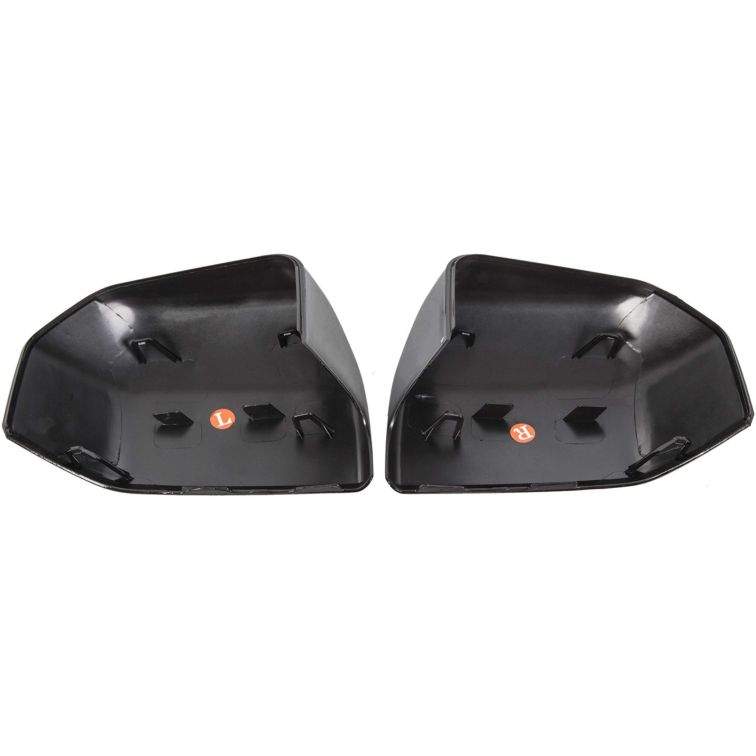 Ecotric Top Half Upper Driver/Passenger Side View Gloss Black Mirror Covers For 2015-2020 Ford F150 F-150 (Set Of 2 Mirror Cover Replacement)