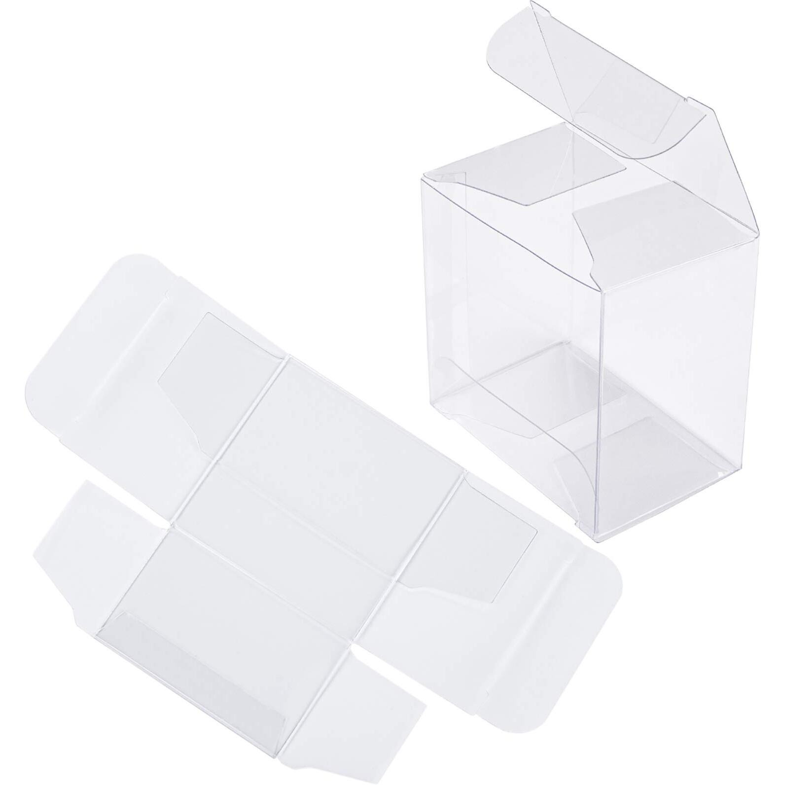 Nicunom 100 Pack Clear Macaron Boxes, Plastic Favor Boxes, 2.17" X 2.17" X 1.38" Bakery Boxes Candy Containers For Chocolate Cake Desserts Cupcakes Cookies Muffins Party Favors Packaging