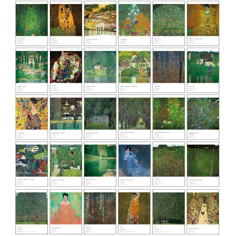 Hosteesschoice Gustav Klimt Postcard Set, 30 Pieces, 4 X 6 Inches, Perfect For Writing Thank You, Birthday, Festival, Sympathy Or Condolence Messages