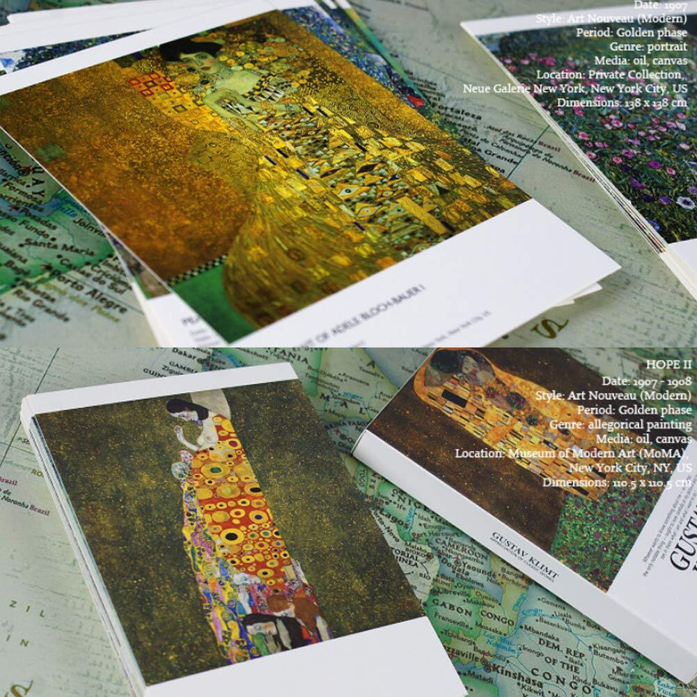 Hosteesschoice Gustav Klimt Postcard Set, 30 Pieces, 4 X 6 Inches, Perfect For Writing Thank You, Birthday, Festival, Sympathy Or Condolence Messages