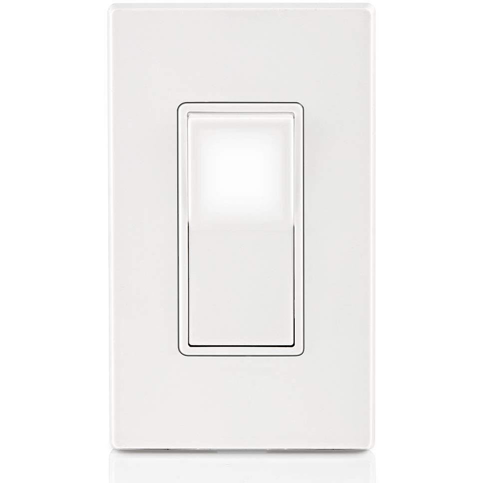 Leviton L5614-2W 15 Amp, 120/277 Volt, Decora Led Illuminated Rocker 4-Way Ac Quiet Switch, Residential Grade, Grounding, White