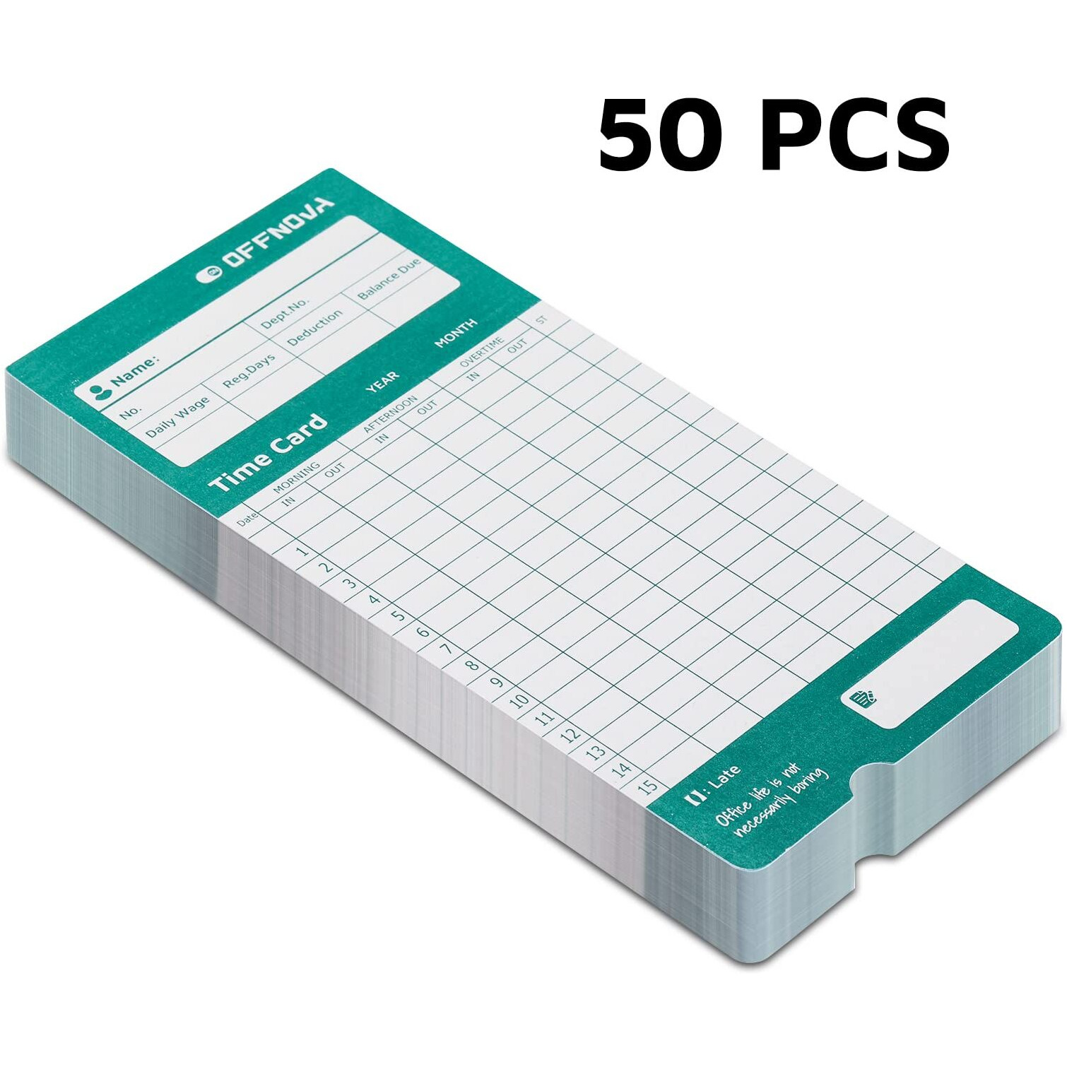 Offnova Thermal Time Cards, Double-Sided Monthly Time Cards For In/Out Time Clock, Pack Of 50