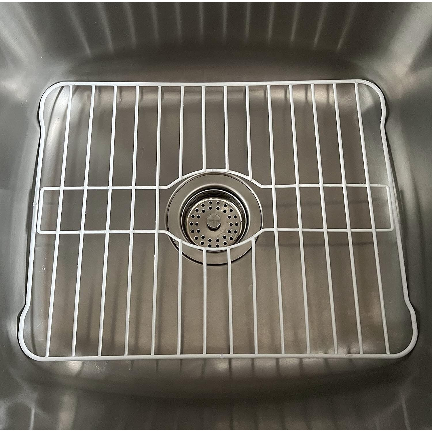 Sofinni Sink Protectors For Kitchen Sink Bottom With White Coating Sink Grate Insert Grid Sink Bowl Drying Rack Steel Medium (12.5" X 16.25")