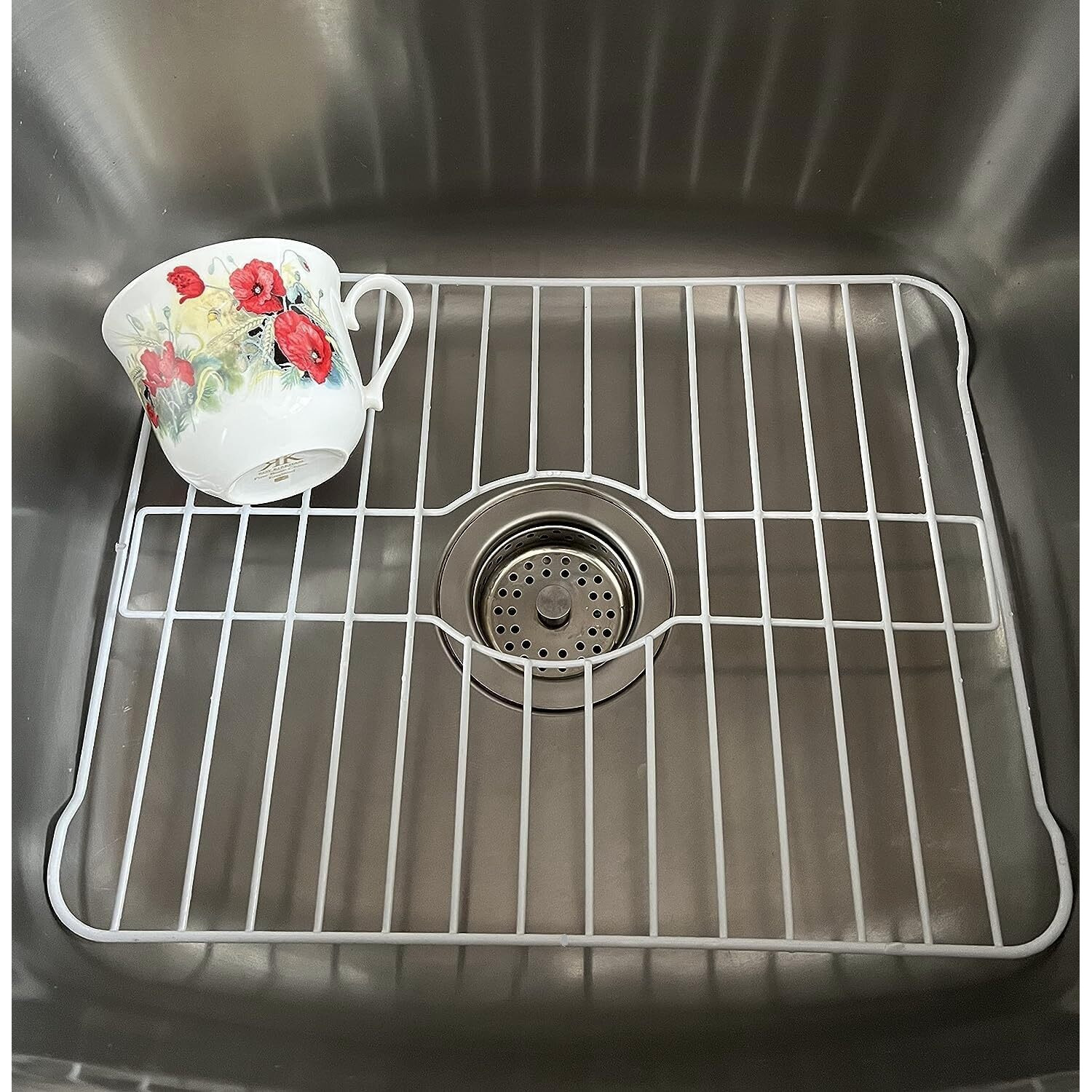 Sofinni Sink Protectors For Kitchen Sink Bottom With White Coating Sink Grate Insert Grid Sink Bowl Drying Rack Steel Medium (12.5" X 16.25")