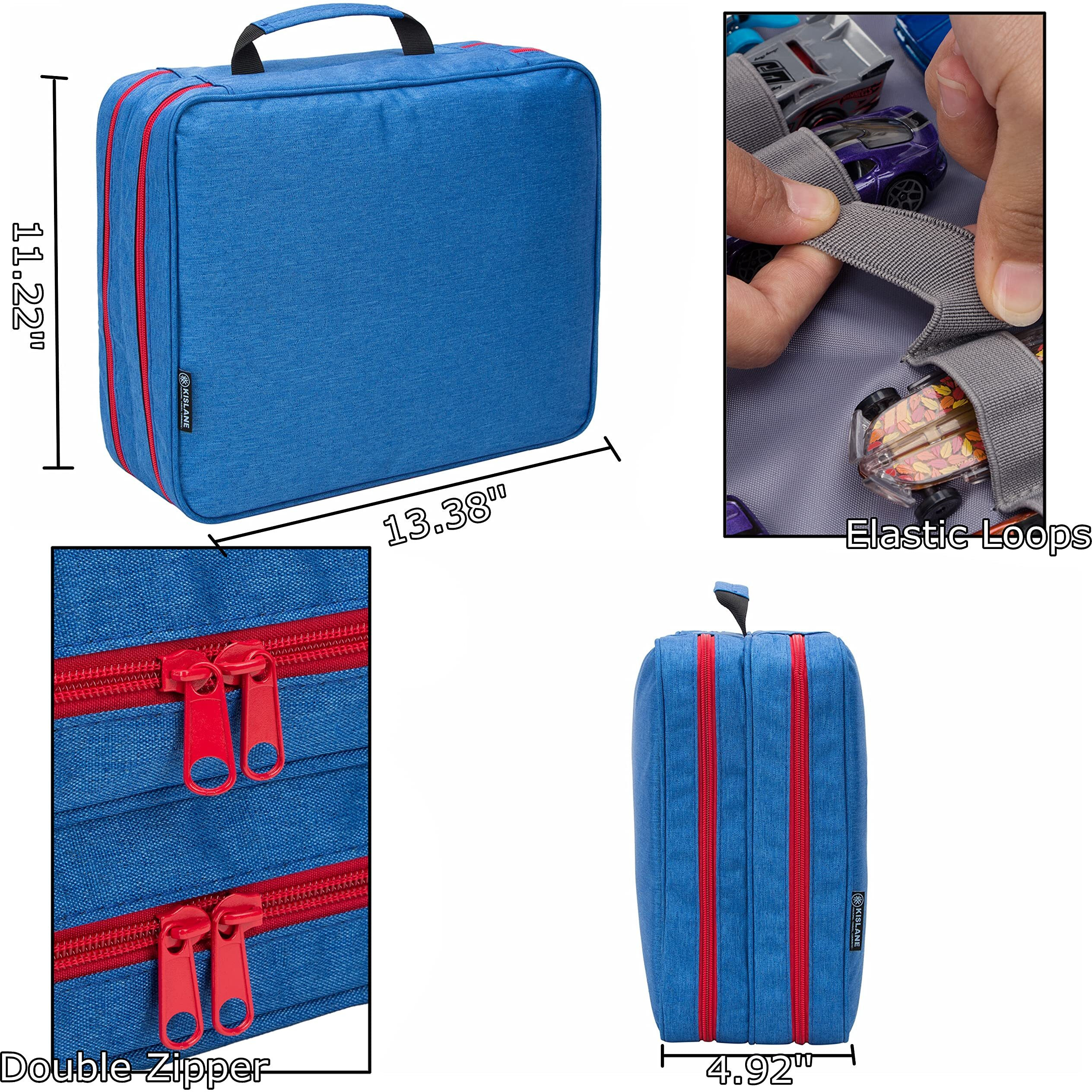 Kislane 96 Toy Cars Storage Case Compatible With Hot Wheels, Toy Cars Organizer Storage For Mini Toys, Hot Wheels Car, Matchbox Cars, Small Dolls(Bag Only) (Blue)