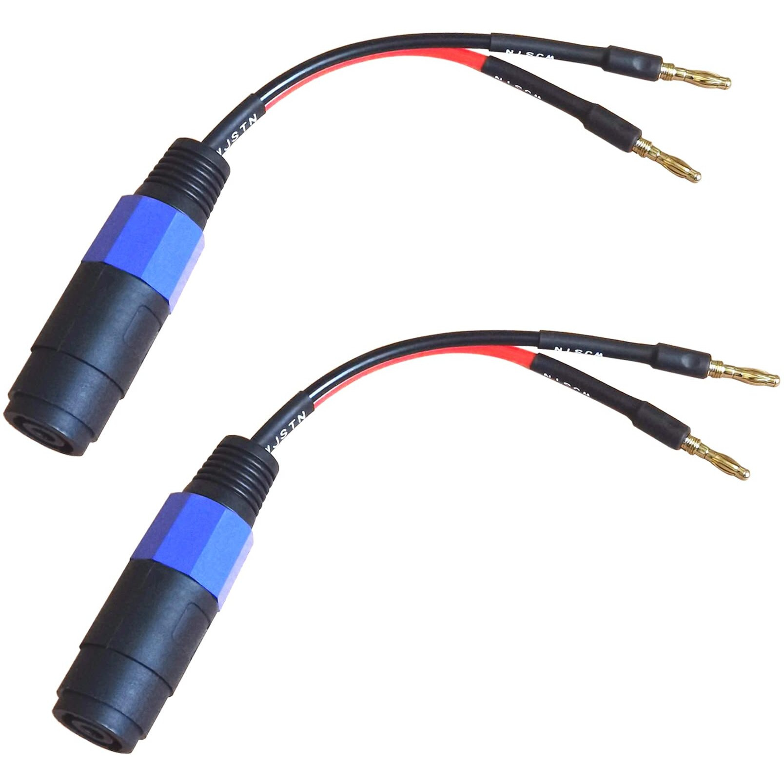 Wjstn Banana Plugs To Speakon Speaker Adapter Cablespeakon To Banana Plug Cable 12Awg 6In/2 Pack