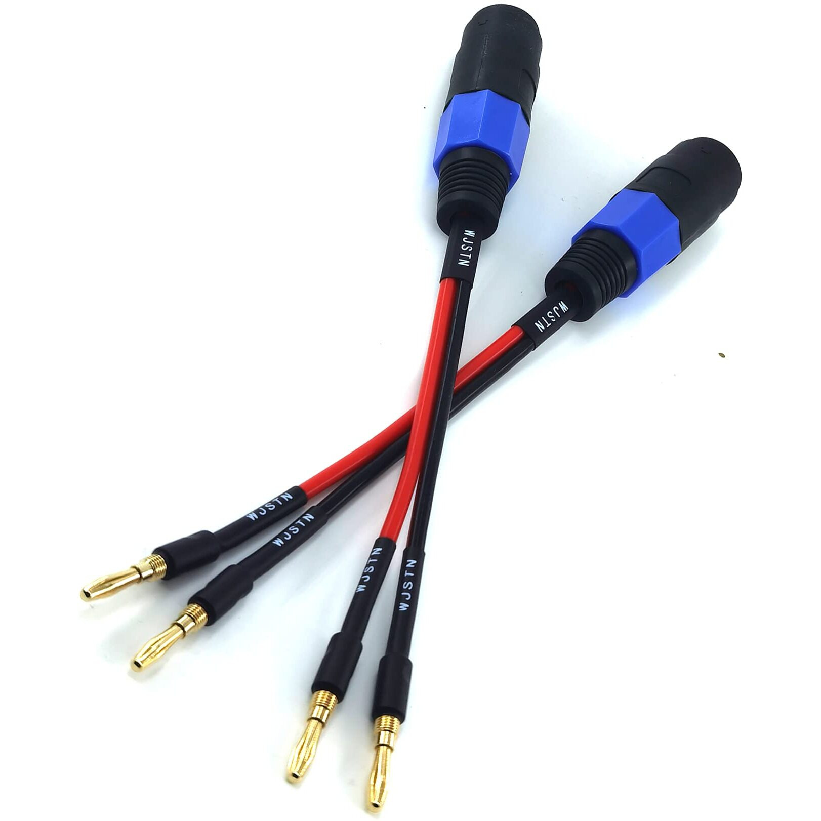 Wjstn Banana Plugs To Speakon Speaker Adapter Cablespeakon To Banana Plug Cable 12Awg 6In/2 Pack