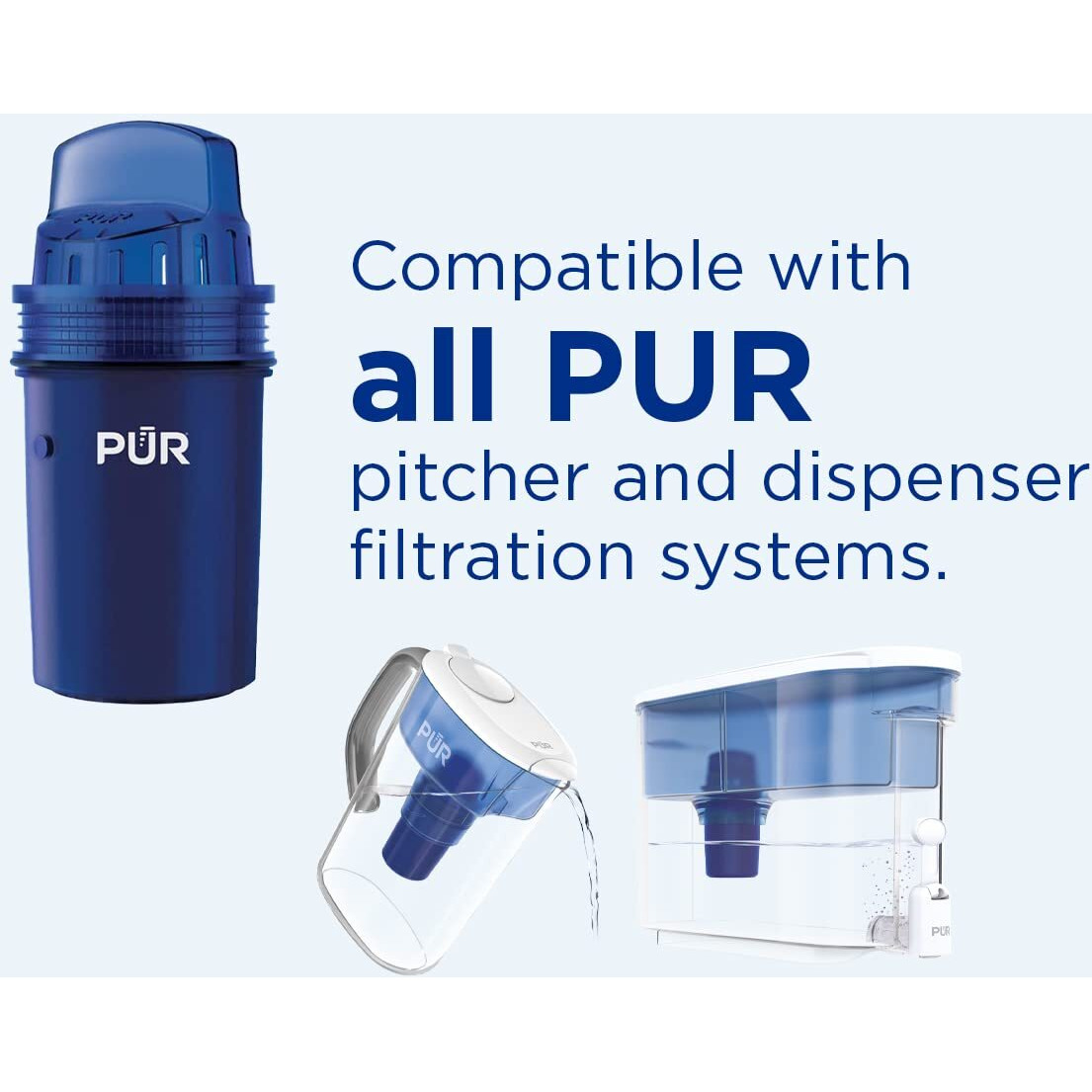 Pur Water Pitcher & Dispenser Replacement Filter 4-Pack, Genuine Pur Filter, 2-In-1 Powerful Filtration And Faster Filtration, 8-Month Value, Blue (Ppf900Z4)