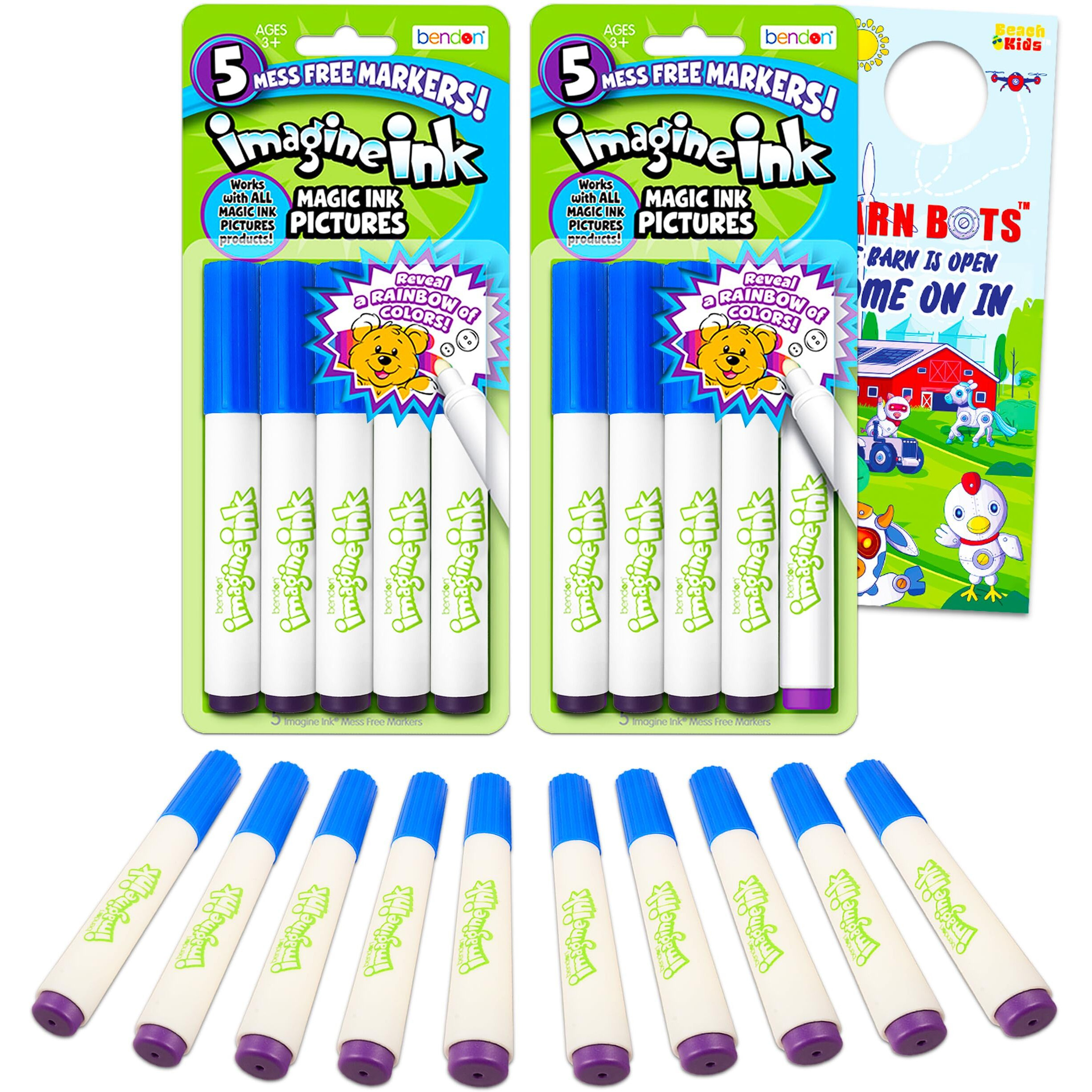 Imagine Ink Markers Only Replacement Bundle - 10 Pc Imagine Ink Markers Refill Separates Set For Imagine Ink Coloring Books For Kids With Door Hanger