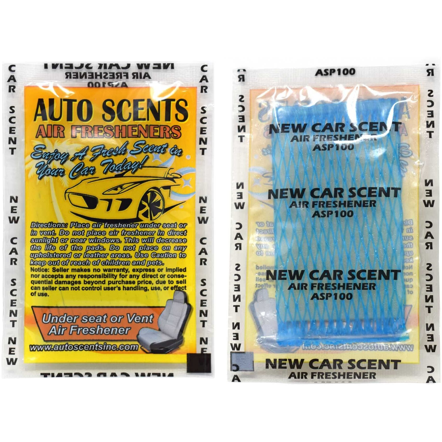 Individually Wrapped - Professional Car Air Freshener Pads - Remove Smells & Add Ambience (15 Per Pack) (New Car)