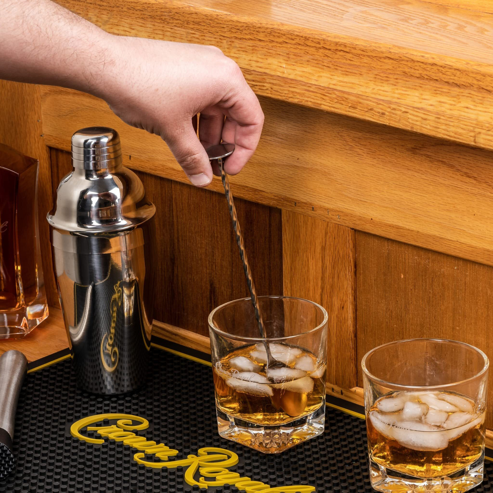 Crown Royal Bar And Spill Mat | Canadian Whiskey Rubber Bar Mat For Drips With Crown Royal Logo | Professional Non-Slip Bar Service Mat, 18 X 12 Compatible