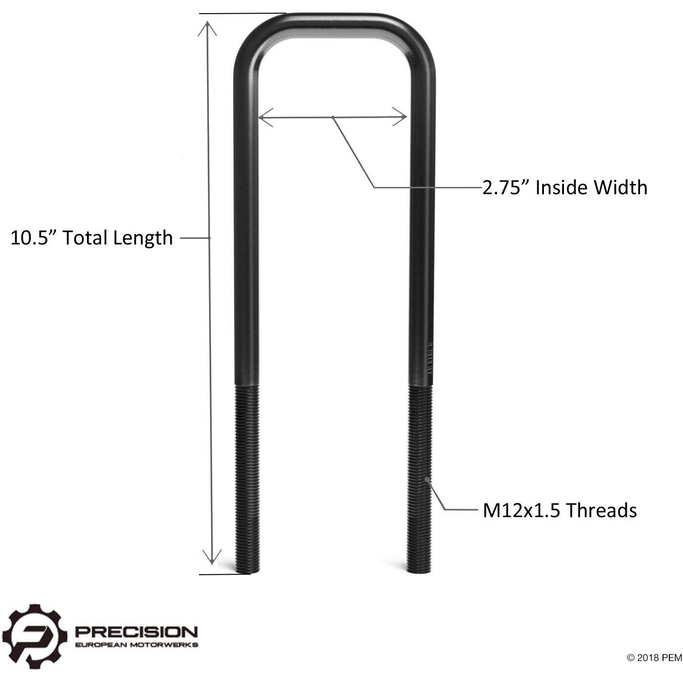 Leaf Spring Axle Black Extended U Bolts (10 Inch Length, 2.75 Inch Width) Compatible With Chevrolet Chevy Silverado Gmc Sierra 01-07 1500 Hd, 01-10 2500 Hd, 07-10 3500 Hd - Leveling Kit