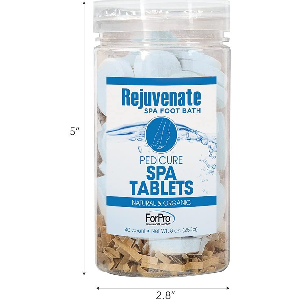 Rejuvenate Spa Foot Bath Pedicure Spa Tablets, Organic Foot Soak Tablets For Softening Skin & Replenishing Moisture, Ocean Breeze, 40-Count