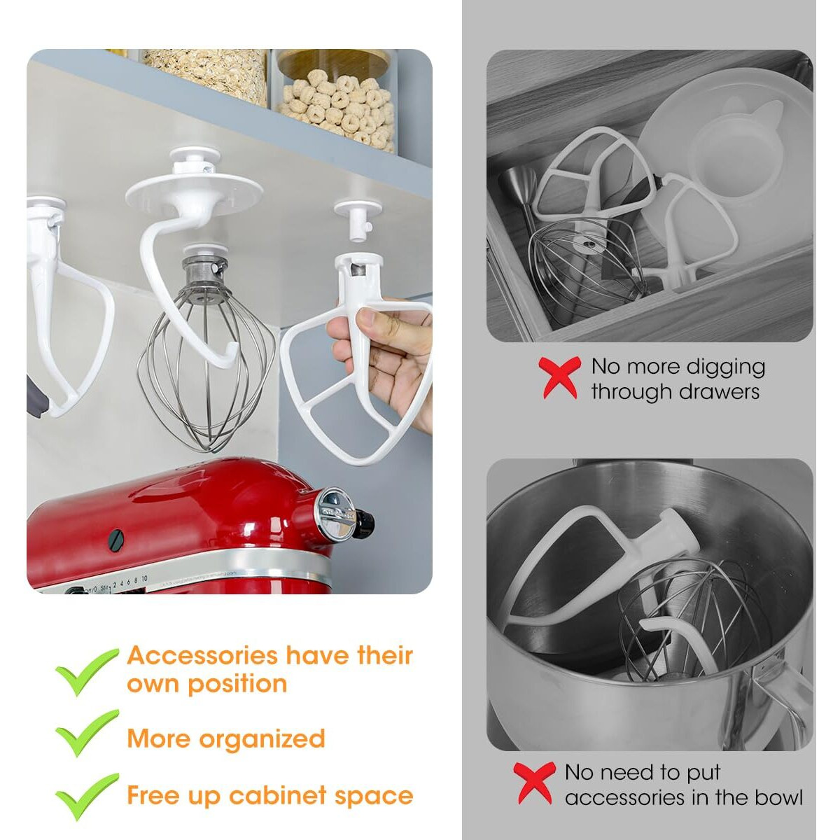 Aieve Stand Mixer Attachment Holders Compatible With Kitchenaid Mixer Accessories(4 Pack)