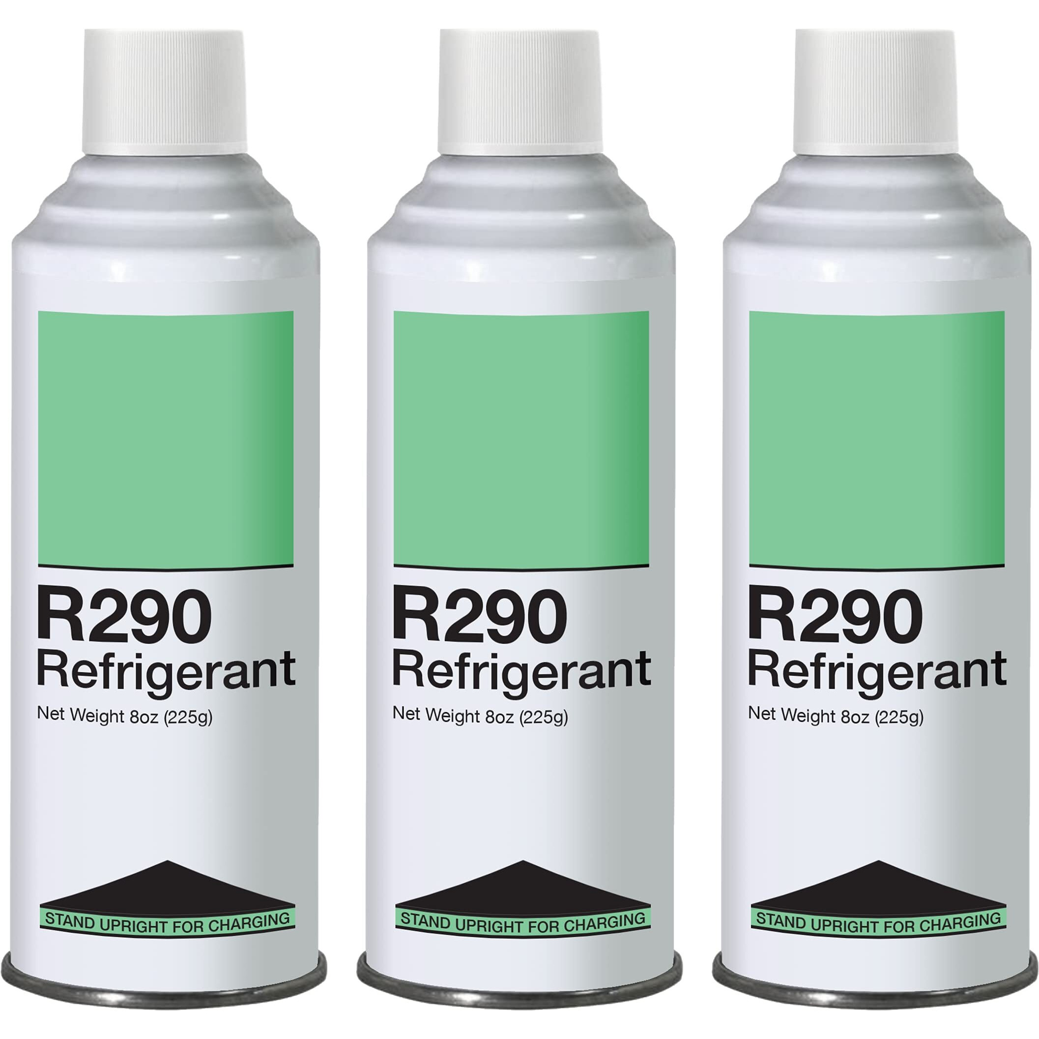 Leak Saver R290 Refrigerant 3-Pack - 8Oz Upright Charging Self Sealing Can - Can Stand Upright While Charging - Made In The Usa (Adapter Not Included)