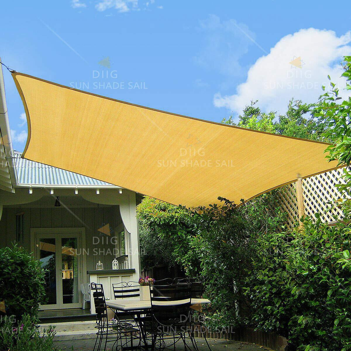 Diig Patio Sun Shade Sail Canopy, 8' X 10' Rectangle Shade Cloth Block Sunshade Fabric - Outdoor Cover Awning Shelter For Pergola Backyard Garden Yard (Sand Color)