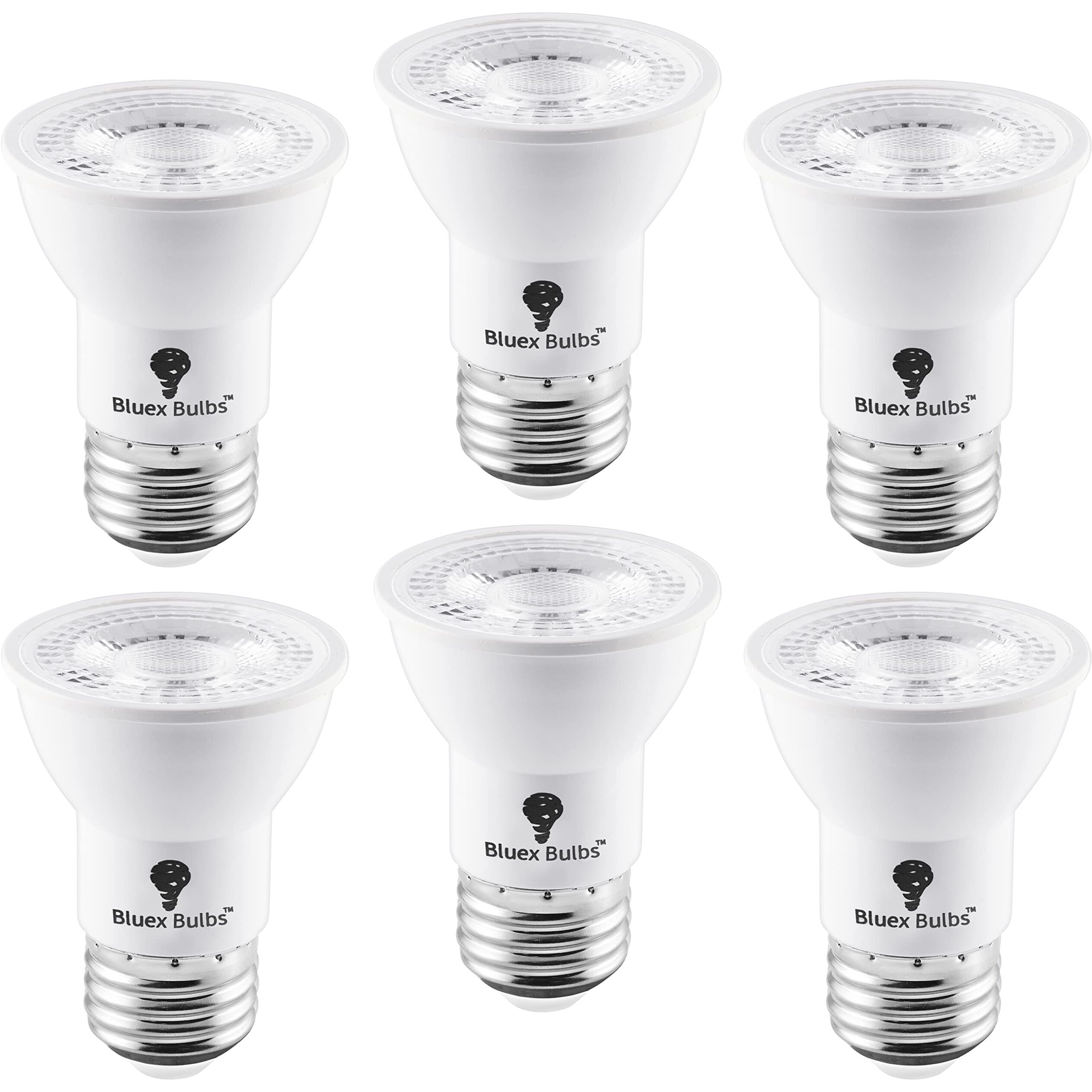 6 Pack Par16 Led Bulb Long Neck 7W 75 Watt Equivalent 500 Lumens E26 4000K Cool White Dimmable Bright Led Track Lighting Bulbs Mini Light Bulbs, Short Light Bulbs, Flood Light Par16 Led Spotlight Bulb