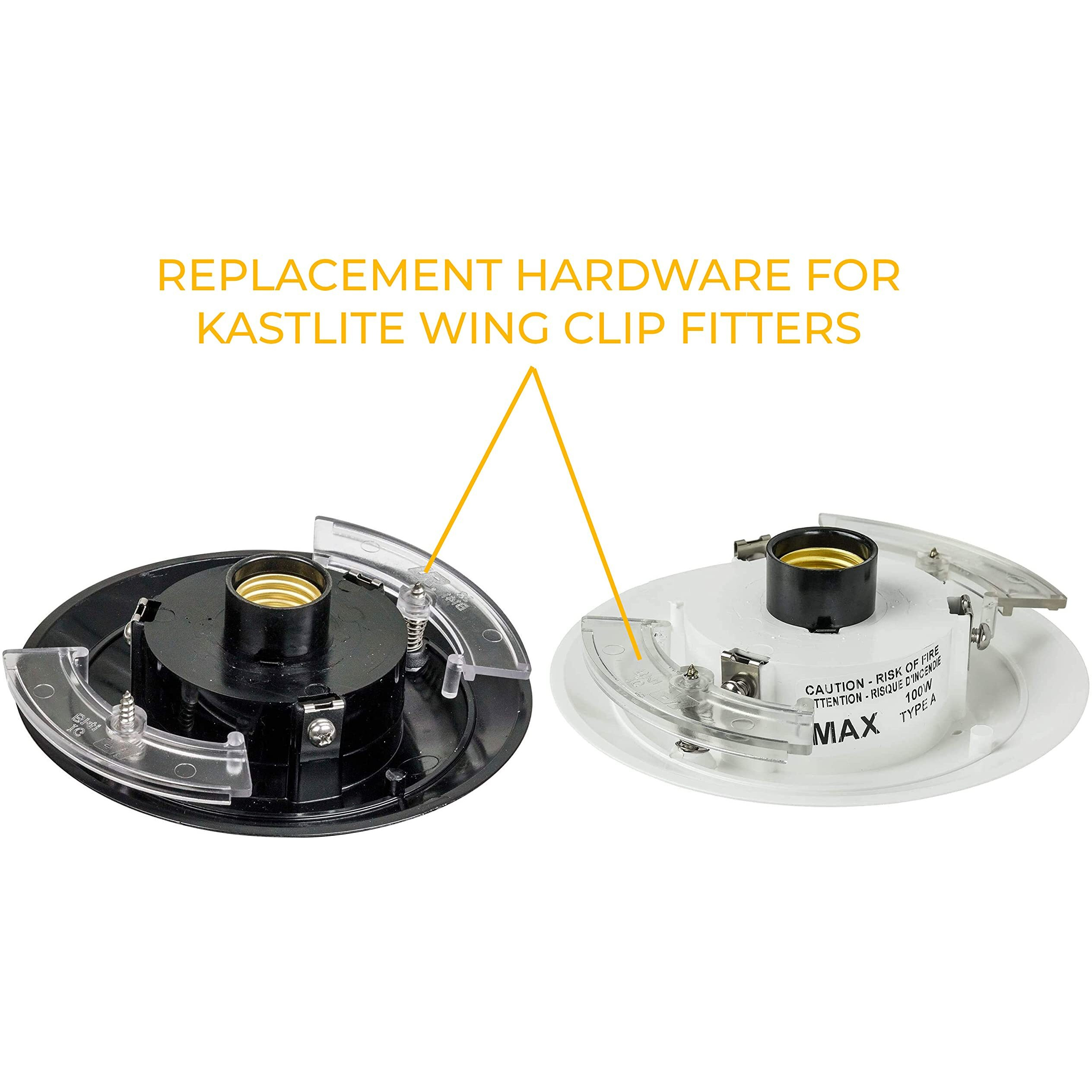 Kastlite Post Top Fitter Hardware Kit | Clear Outdoor Post Top Fitter Wing Clamps | Includes 2 Clamps, 2 Screws & 2 Springs (1)