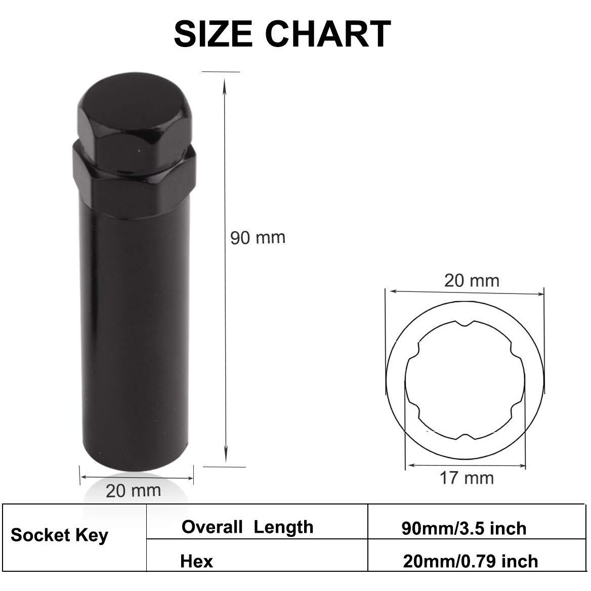 Muhize Upgraded 6 Spline Lug Nut Key - Standard Small Diameter Lug Nut Key Drive Socket(2024 New), Lug Nut Tool Key Replacement, For 3/4Inch & 13/16Inch Hex Wrenchs (2 Pcs)