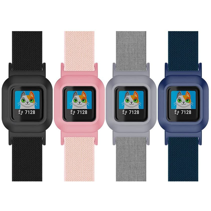 C2D Joy Stretchy Loop Nylon Strap Compatible With Garmin Vivofit Jr 3 Bands Watch Adjustable Elastic Sport Wristband - Black