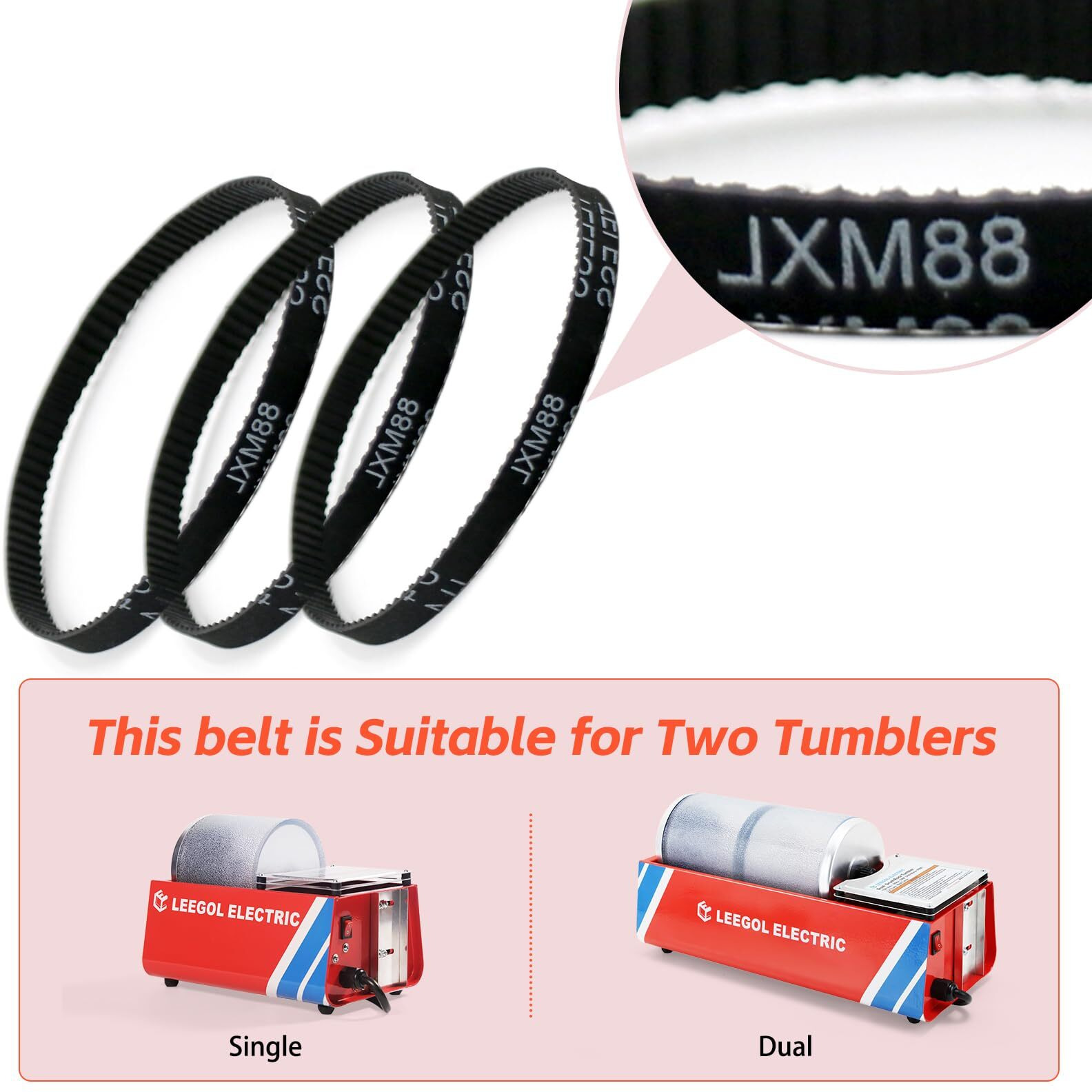 Leegol Electric 3 Pack Rock Tumbler Replacement Synchronous Belt Timing Belt Size Dia 32 X 5 Mm