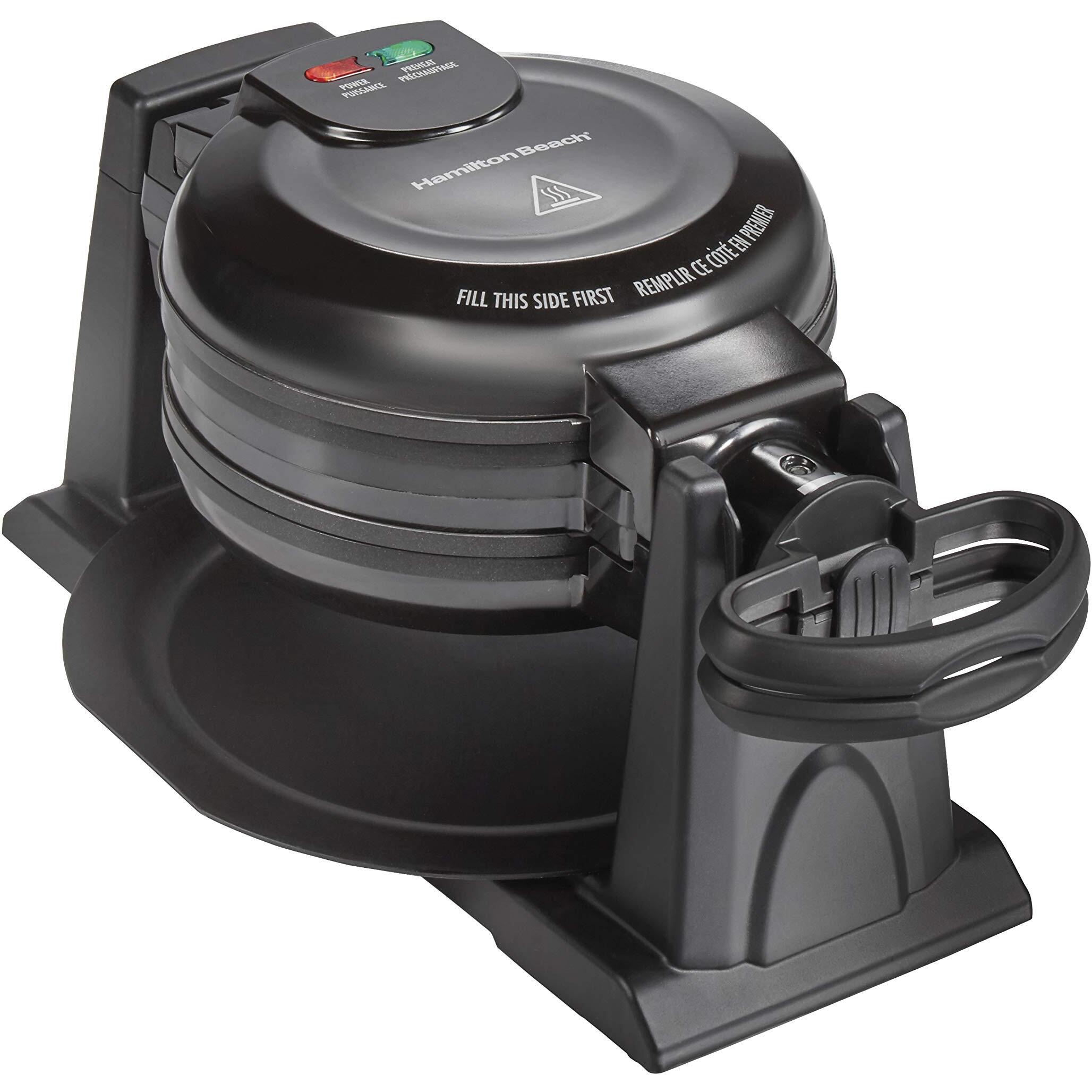 Hamilton Beach 26201 Belgian Waffle Maker With Removable Nonstick Plates, Double Flip, Makes 2 At Once, Black