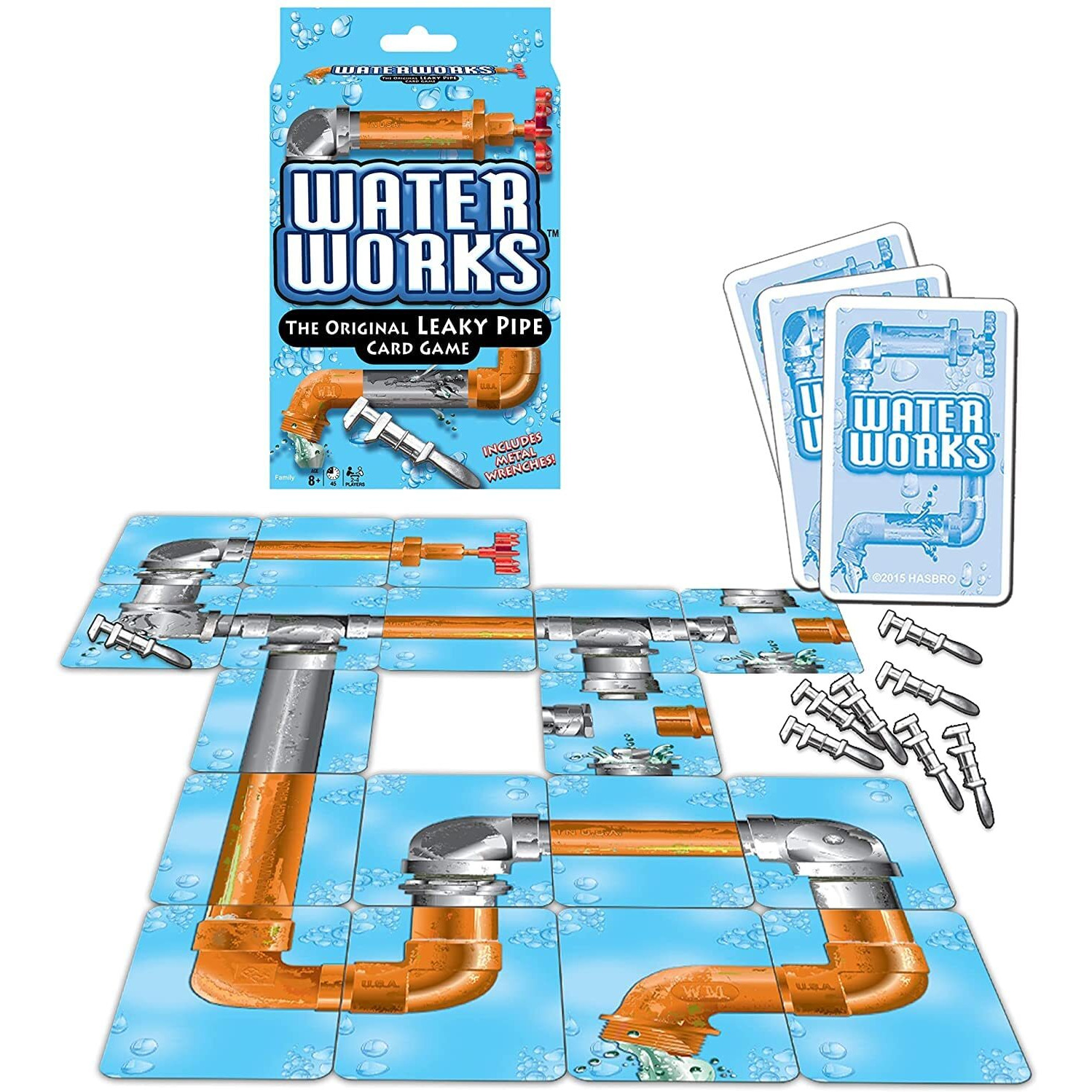 Big Game Toys~Water Works Card Game With Free Bgt Sticker Leaky Pipe Toy Plumber Metal Wrenches Classic 1970S