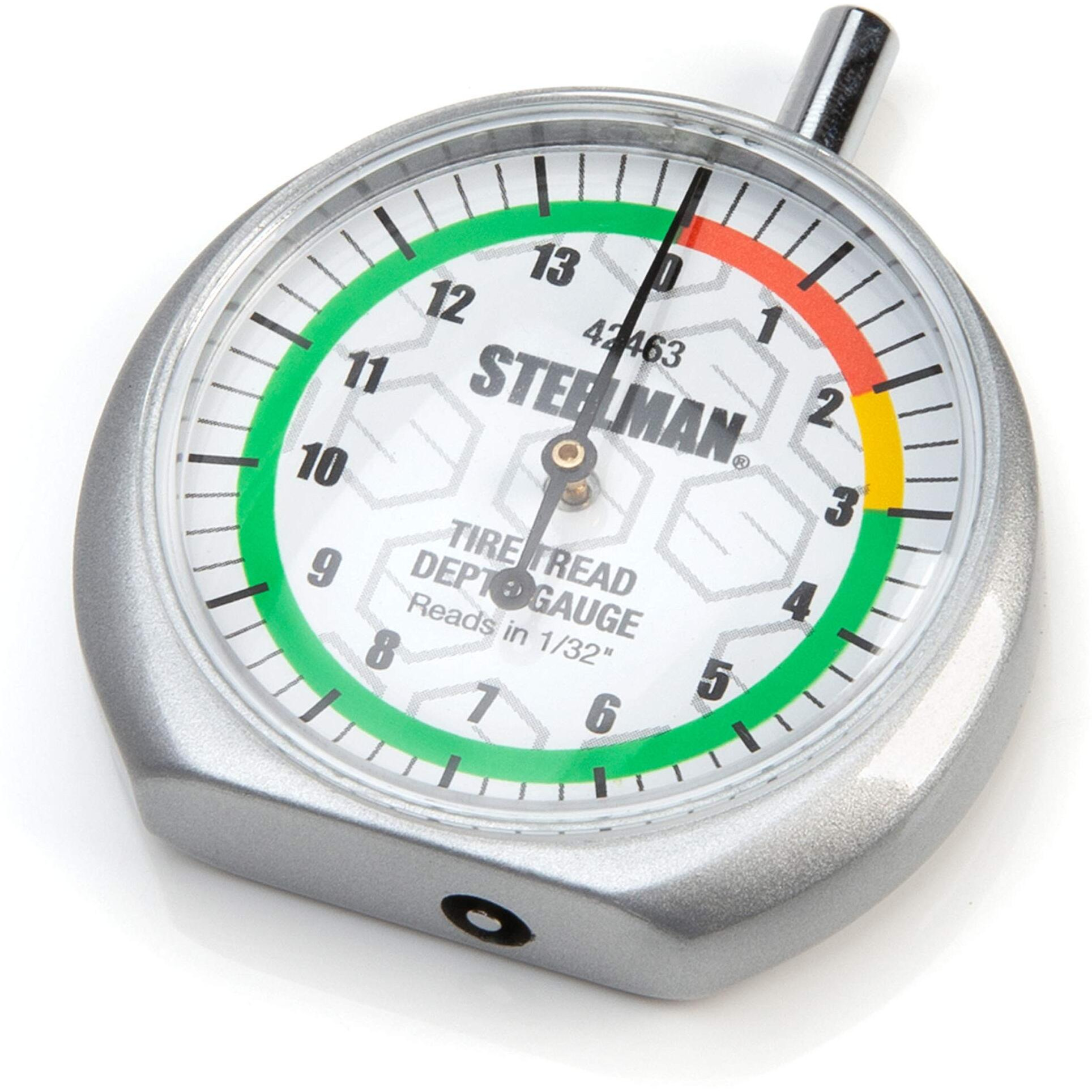 Steelman Dial-Type Color-Coded Tread Depth Gauge, Identifies Tire Wear, Durable Powder-Coated Zinc Alloy Casing For Professional Or Home Auto Mechanics