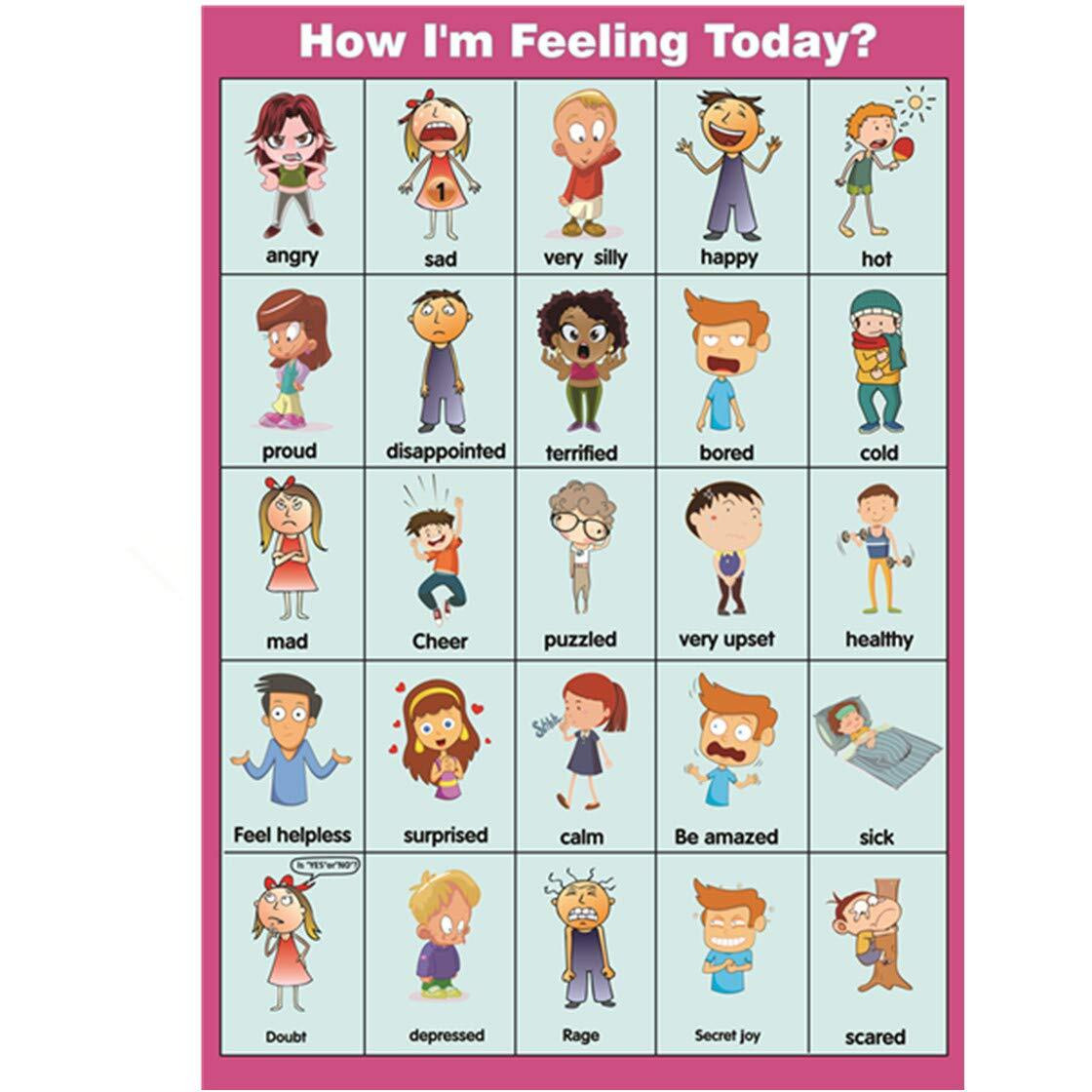 Santsun How I'M Feeling TodayPosters, Feelings Chart(Emotions Poster) For Toddler And Kid. Perfect Educational Tool And Classroom Decorations For Classroom, Homeschool, Teachers And Parents(17X24In)