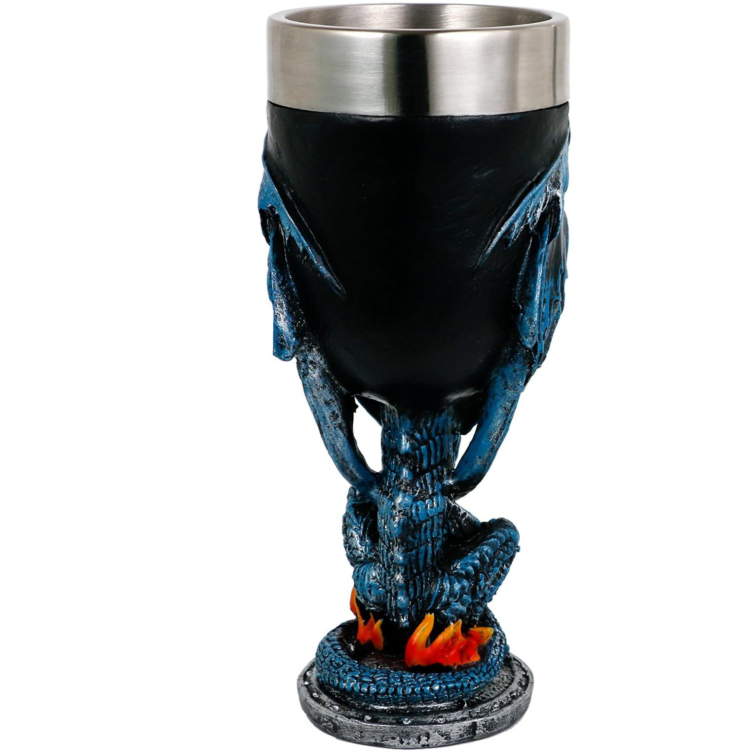 Alikiki Medieval Fantasy Blue Dragon Goblet - Dungeons And Dragons Gifts Party Decoration D&D Game Chalice Cup Of Thrones Merchandise 7Oz Stainless Steel Gothic Drinking Cups