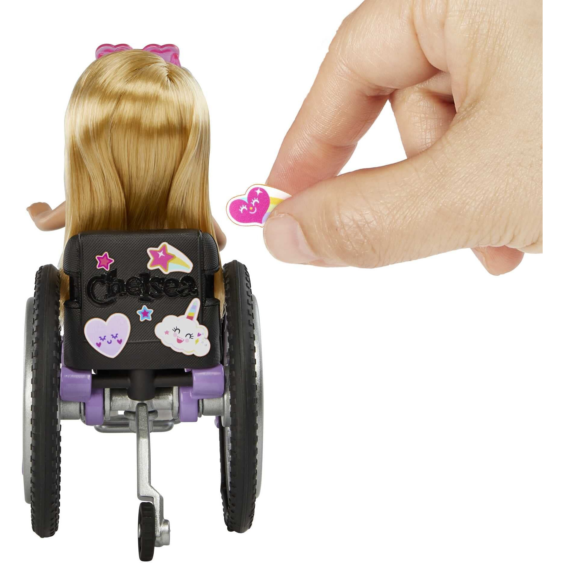 Barbie Chelsea Doll & Wheelchair With Moving Wheels, Ramp, Sticker Sheet & Accessories, Small Doll With Blonde Hair