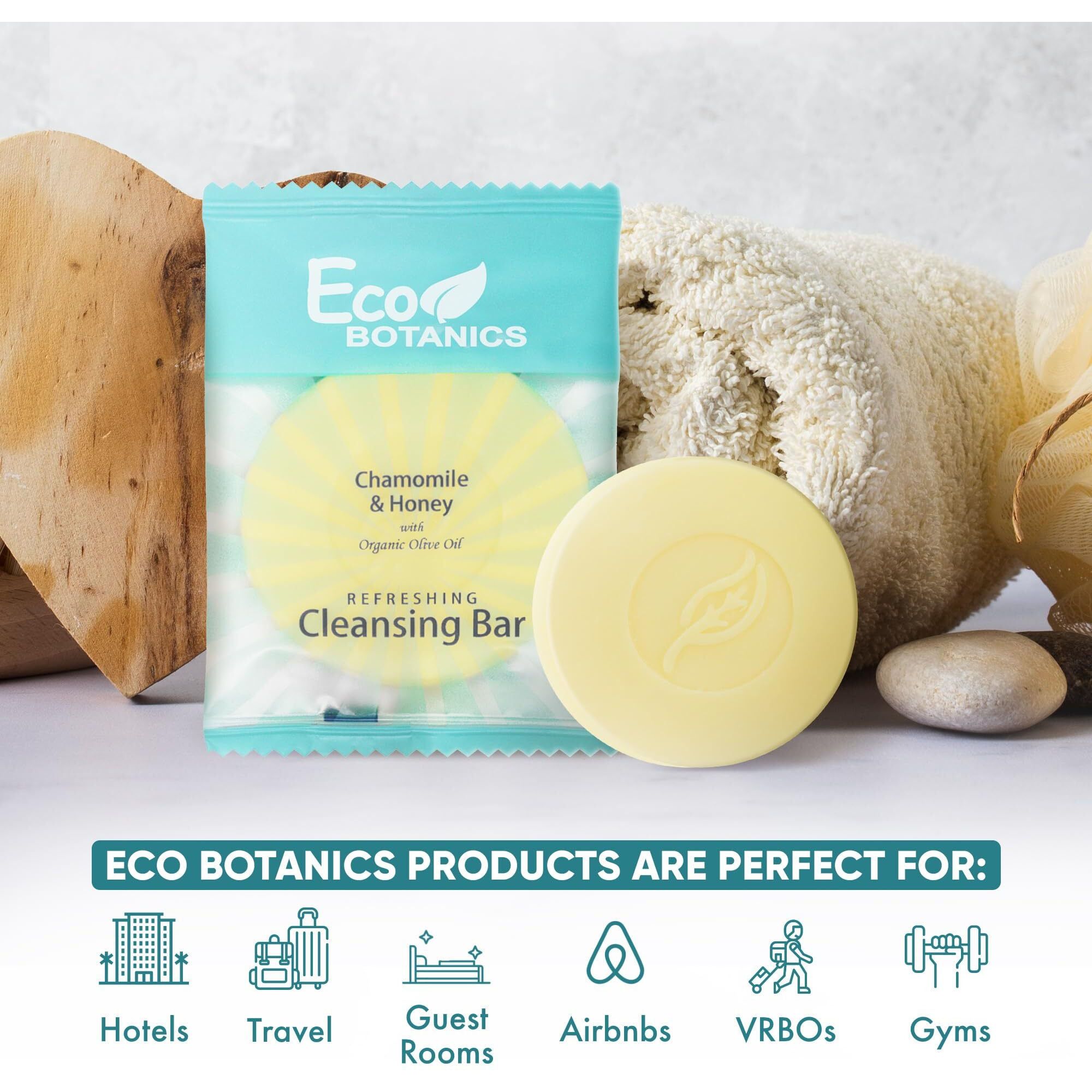 Eco Botanics Travel-Size Hotel Cleansing Bar Soap 0.5 Oz (Case Of 100)