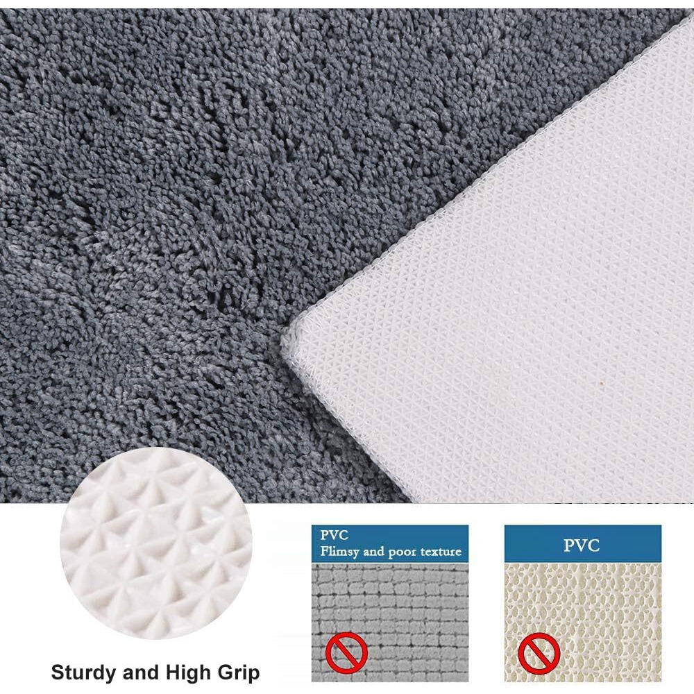 Seavish Luxury Grey Shag Curved Bath Rug, 18 X 30 Inch Non Slip Microfiber Soft Absorbent Fanned Shower Mats Washable Bathroom Rug Corner Bath Tub Floor Carpet For Quadrant Shower Stall