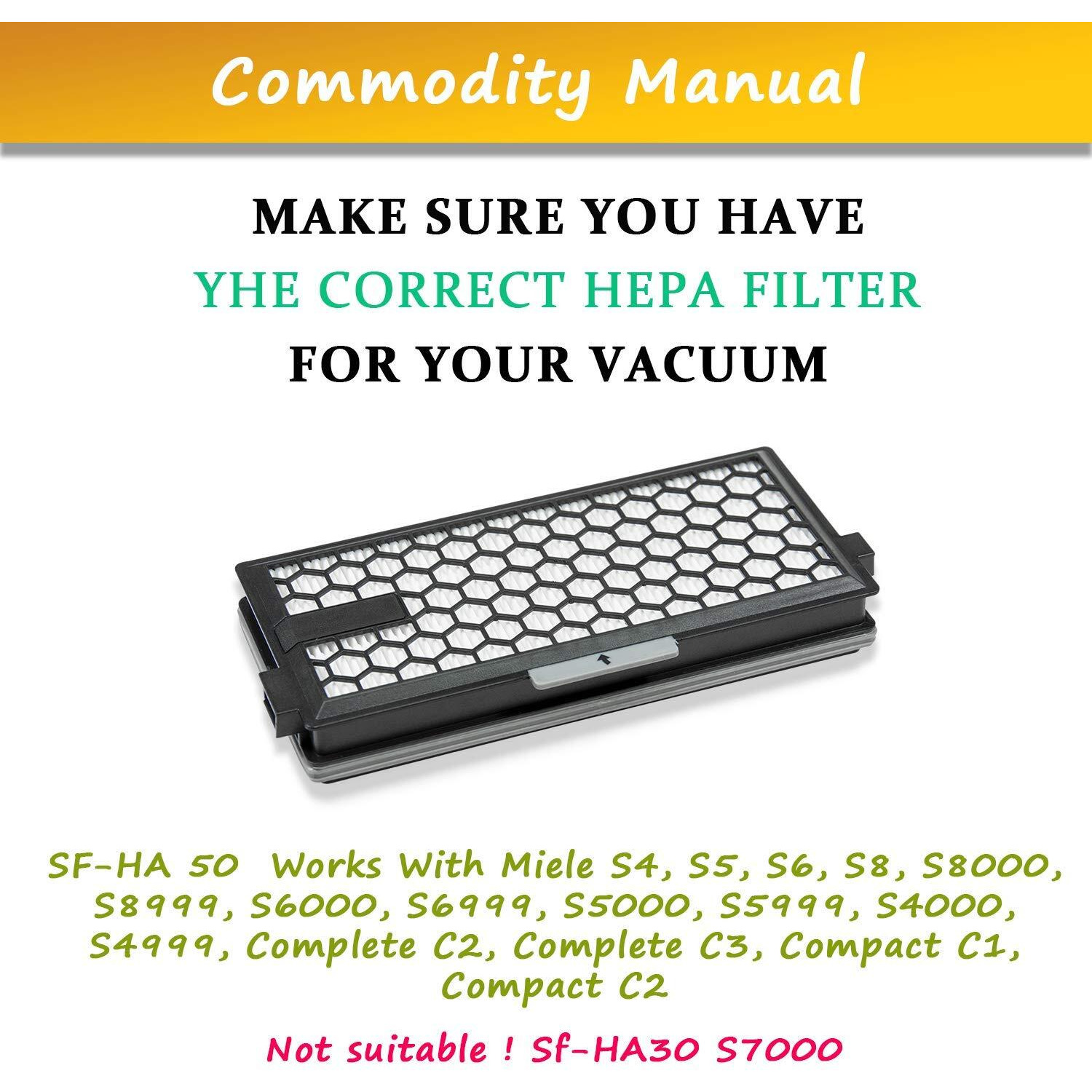 3 Pack Active Airclean Sf-Aa 50,Sf-Ha 50 Replacement Filter Compatible With Miele S4, S5, S6, S8, S8000, S8999, S6000, S6999, S5000, S5999, S4000, S4999,Compact C2,Complete C3 Canisters