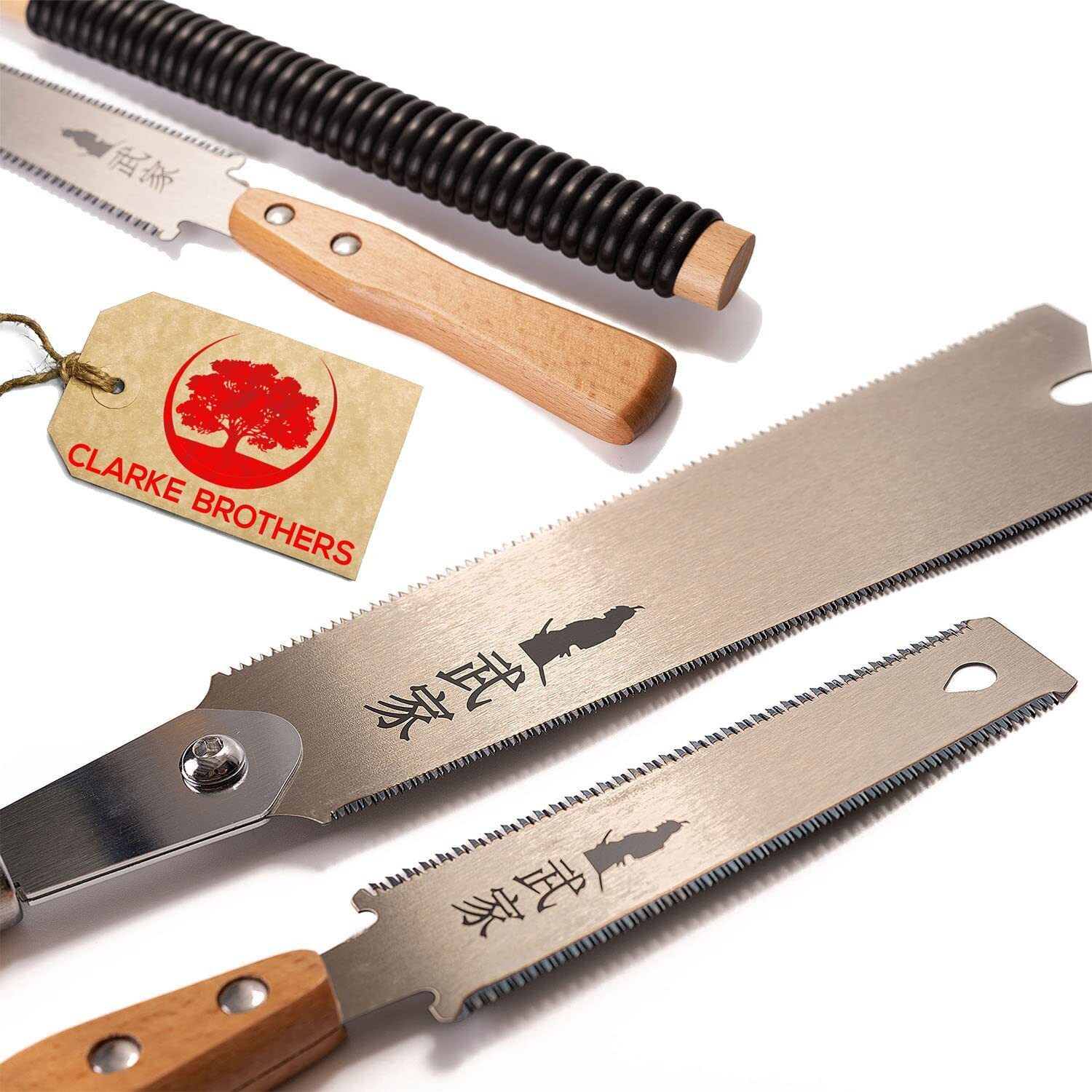 Set Of 2 - Ryoba Japanese Pull Saw 9.5 Inch And Flush Cut Saw 6 Inch - Woodworking Tools Ryoba Table Saw - Steel Blades And Wood Handles, Handsaw 2 Cutting Edges- Japanese Hand Saw For Carpentry, Diy