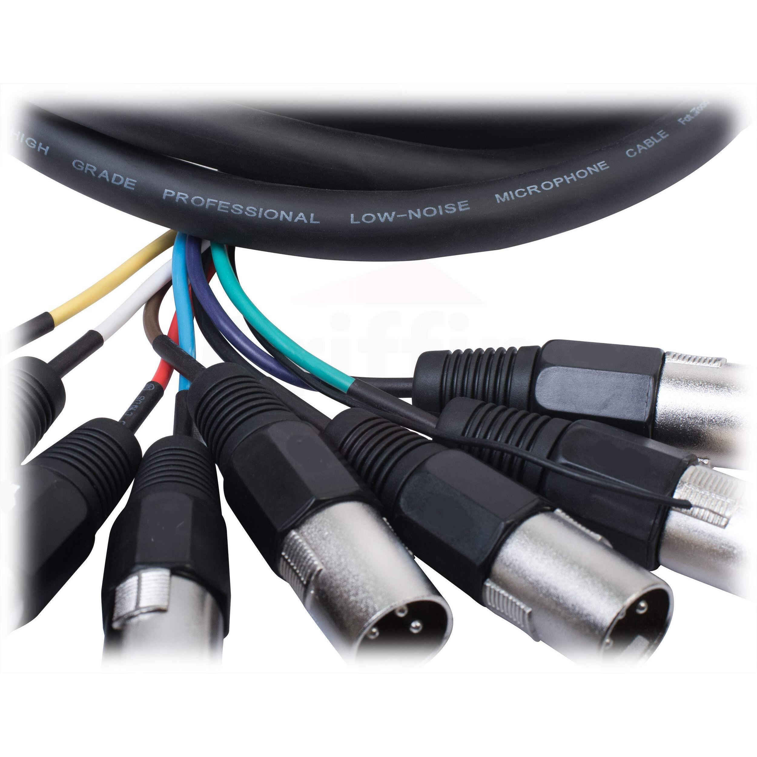 Fat Toad Xlr Snake Cable (8 Channels) 20 Ft Patch Studio, Stage, Live Sound Recording Multicore Cords | Pro Audio Shielded Female To Male Microphone Cables For Dj Digital Mixers Or Pa Amplifiers