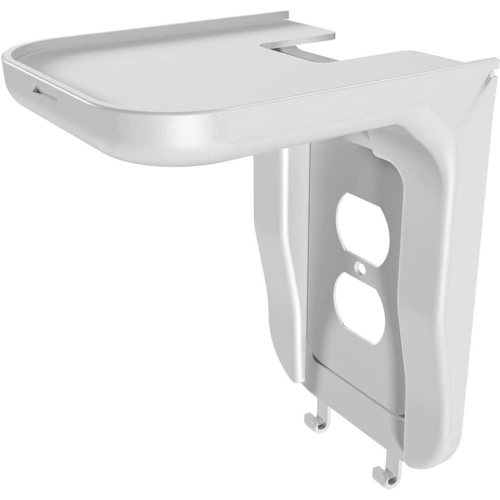 Suptek Wall Outlet Shelf, Home Wall Shelf Organizer For Outlets, Perfect For Bathroom, Kitchen, Bedrooms,Ideal For Cell Phone,Speaker Up To 20Lbs,With Cable Management And Detachable Hooks,White(S3W)
