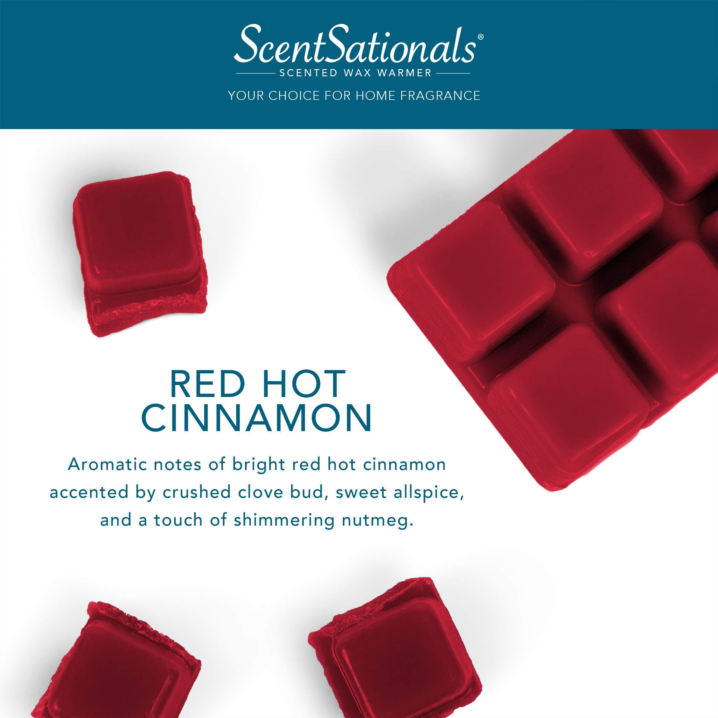 Scentsationals Scented Wax Fragrance Melts - Holiday Collection - Wax Cubes Pack, Home Warmer Tart, Electric Wickless Candle Bar Air Freshener - 2.5 Oz (4-Pack) (Red Hot Cinnamon)