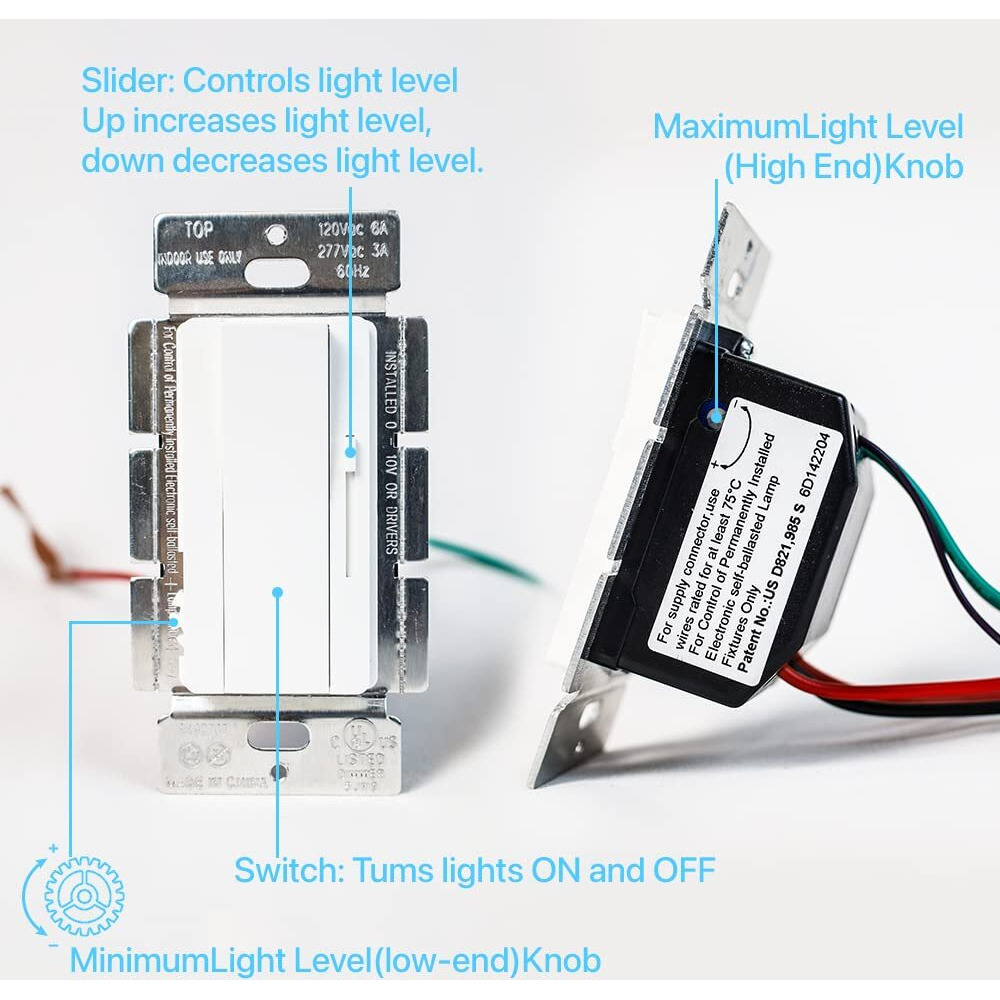 Hyperlite 1-10V Dimmer Switch For 1-10V Dimmable Led,Single-Pole Solide,Ul Listed