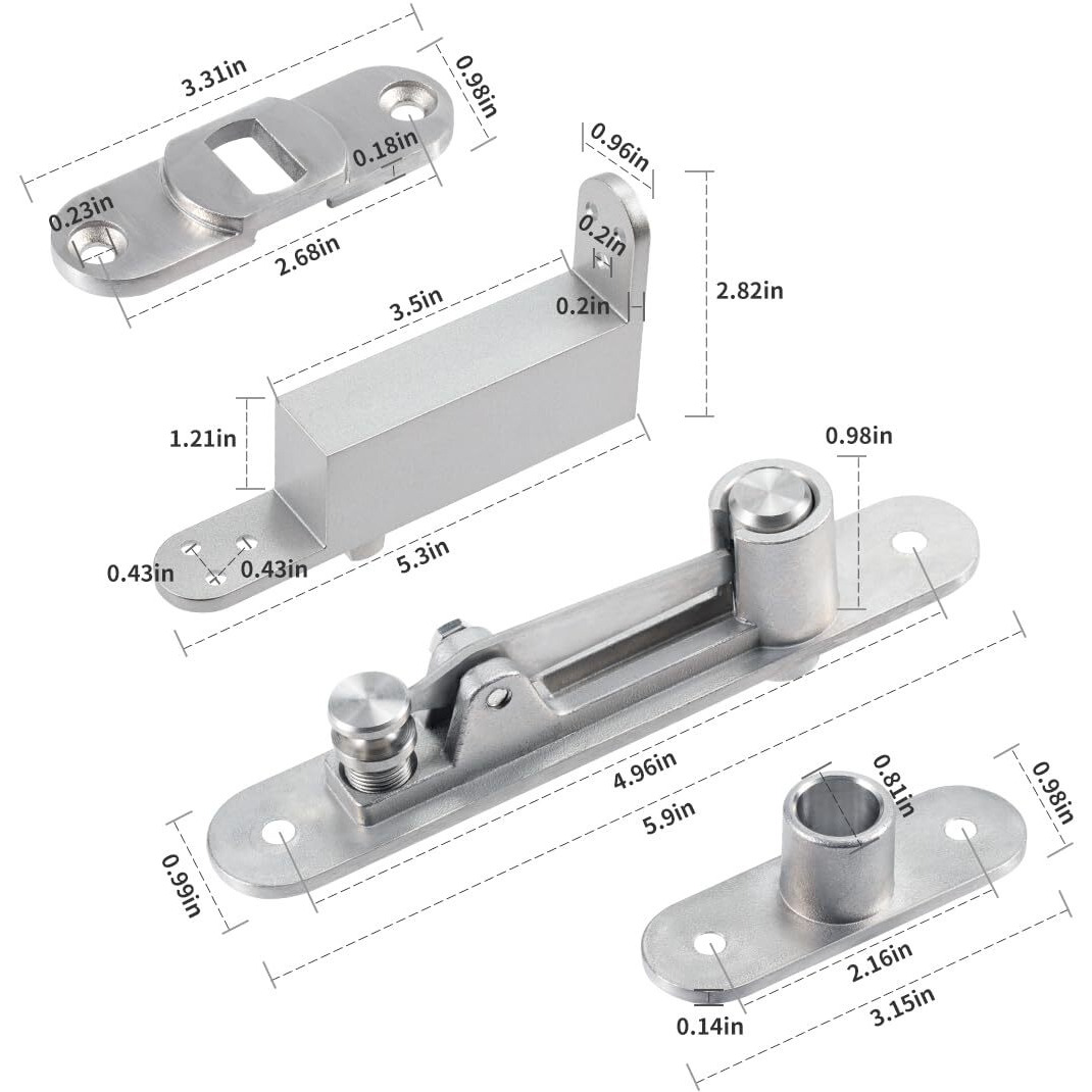 Ranbo Commercial/Home Self Closing Door Pivot Hinges Heavy Duty Hidden Hinges For Wood Doors 360 Degree Shaft Stainless Steel Invisible Pivot Hinge System (Regular)