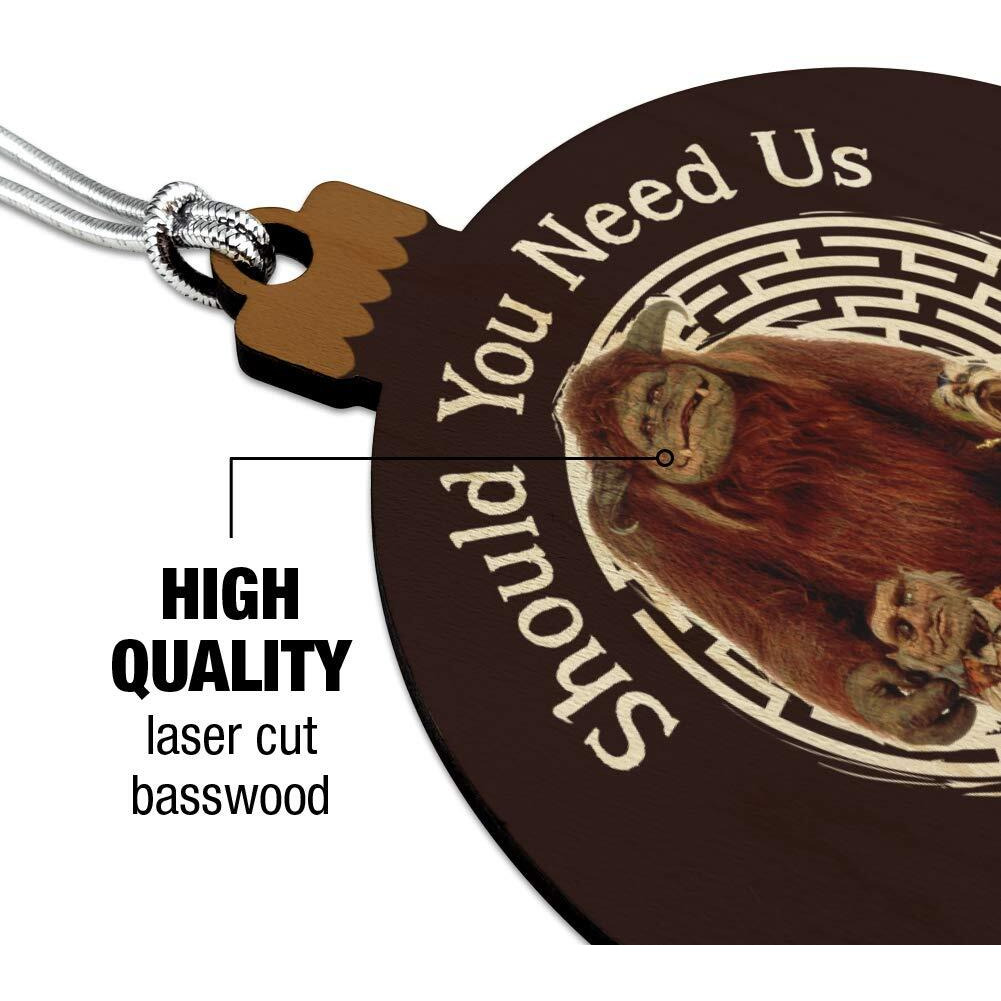 Should You Need Us Labyrinth With Ludo Hoggle And Didymus Wood Christmas Tree Holiday Ornament